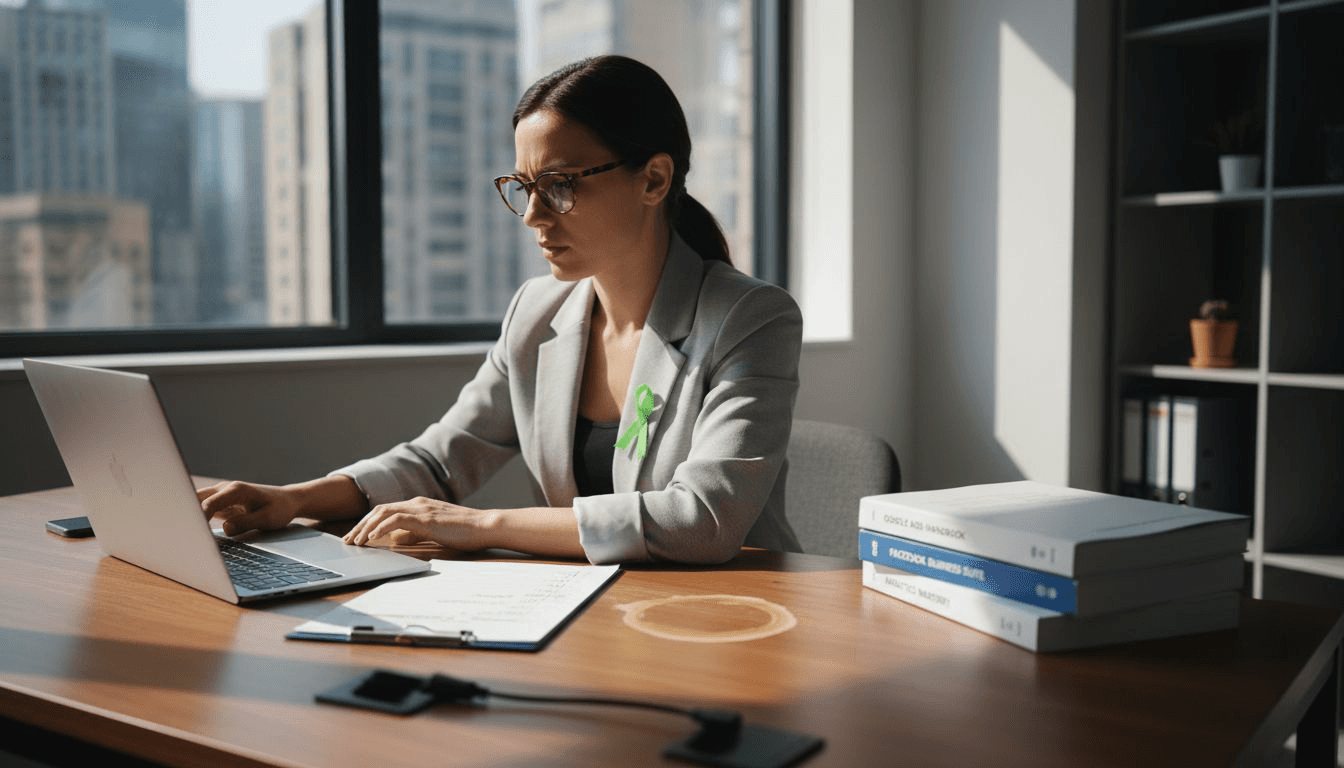 Marketer preparing paid campaign setup tools