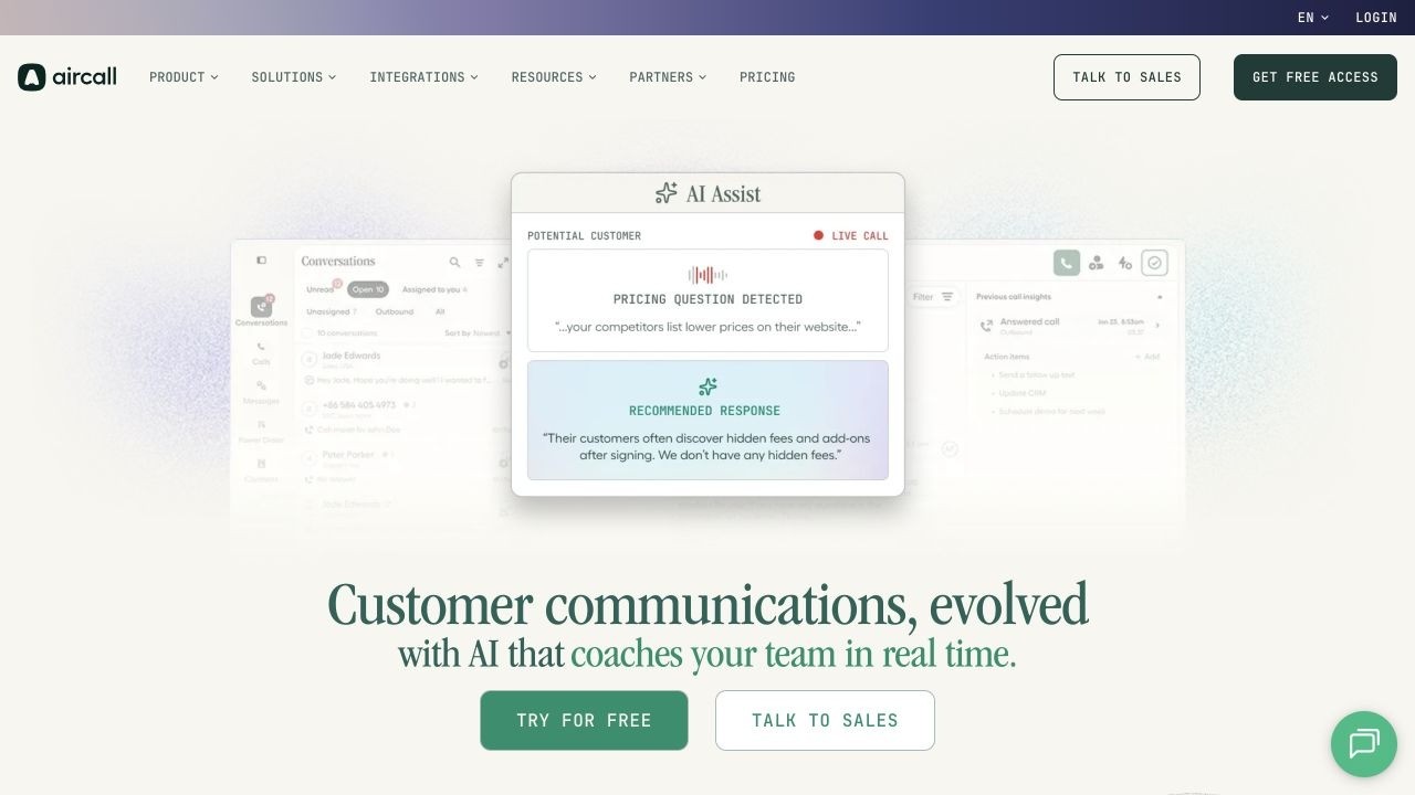 3. Aircall: Best for Lean Teams That Need a Modern Phone System website screenshot