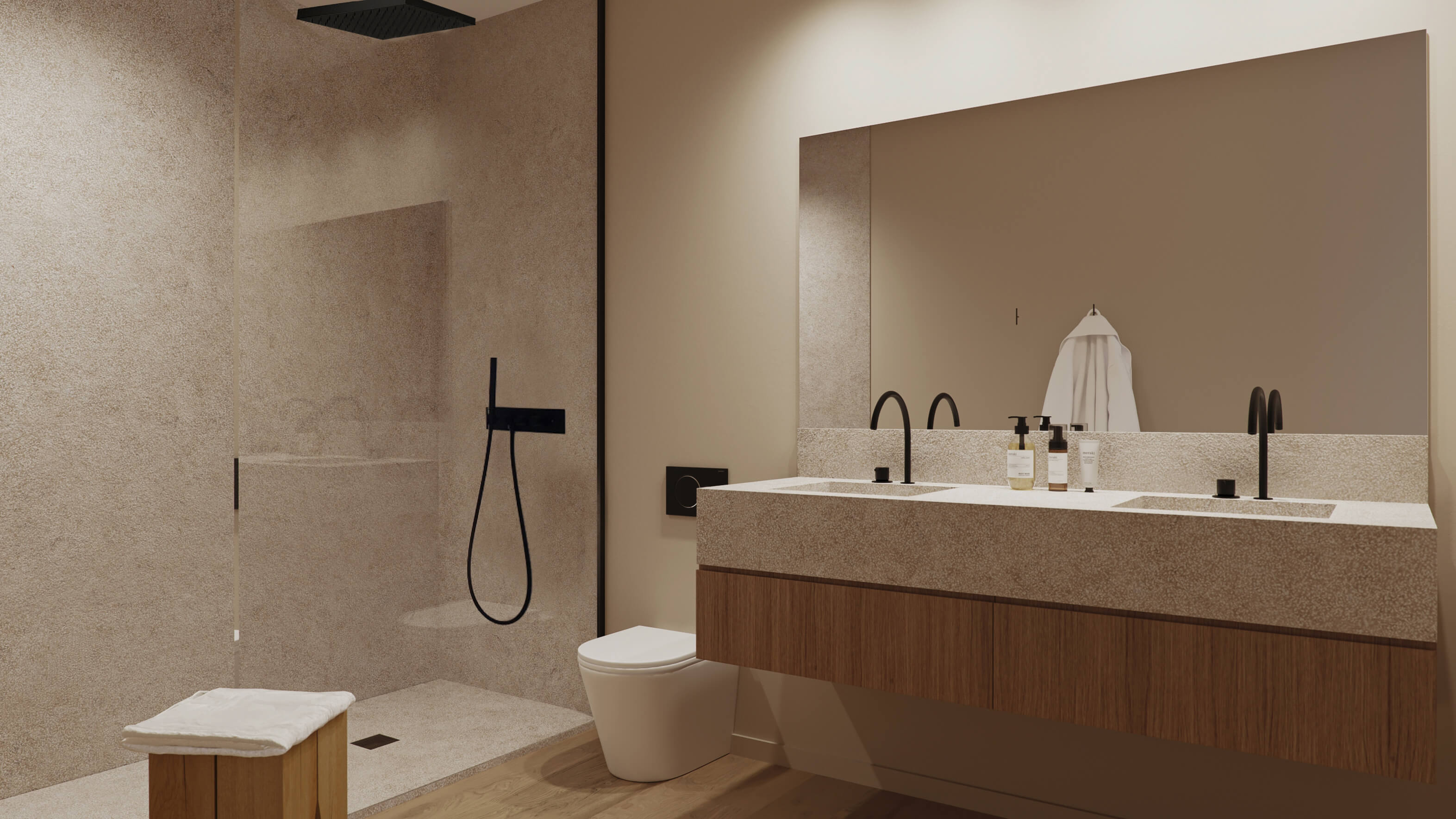 Baño de lujo en vivienda en Palma de Mallorca con instalaciones de ingeniería modernas y acabados de alta calidad