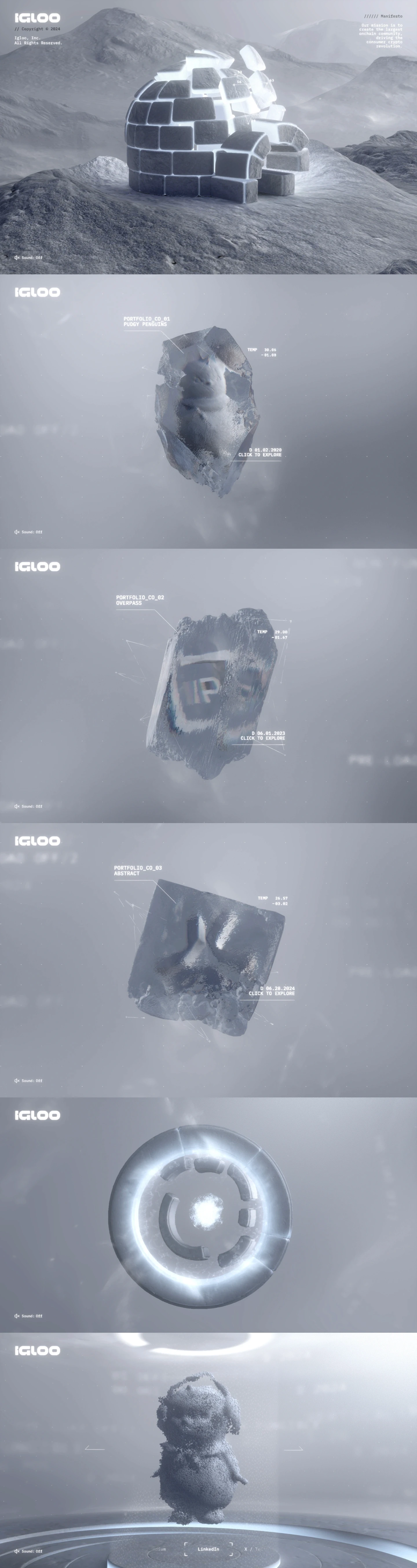 Igloo Inc. landing page screenshot showcasing NFT / Crypto / Web3 design