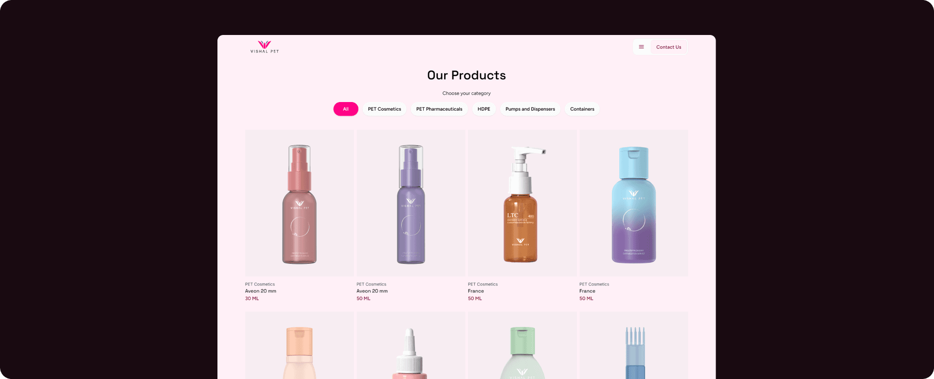 Products page