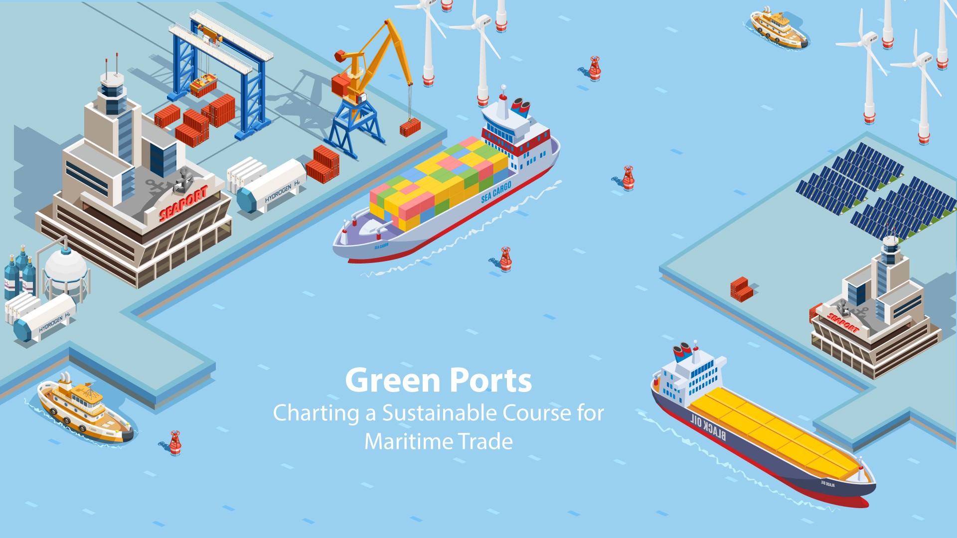 A man stands while two people sit at a table in an office setting, smiling and engaged in conversation. The mood is friendly and collaborative.