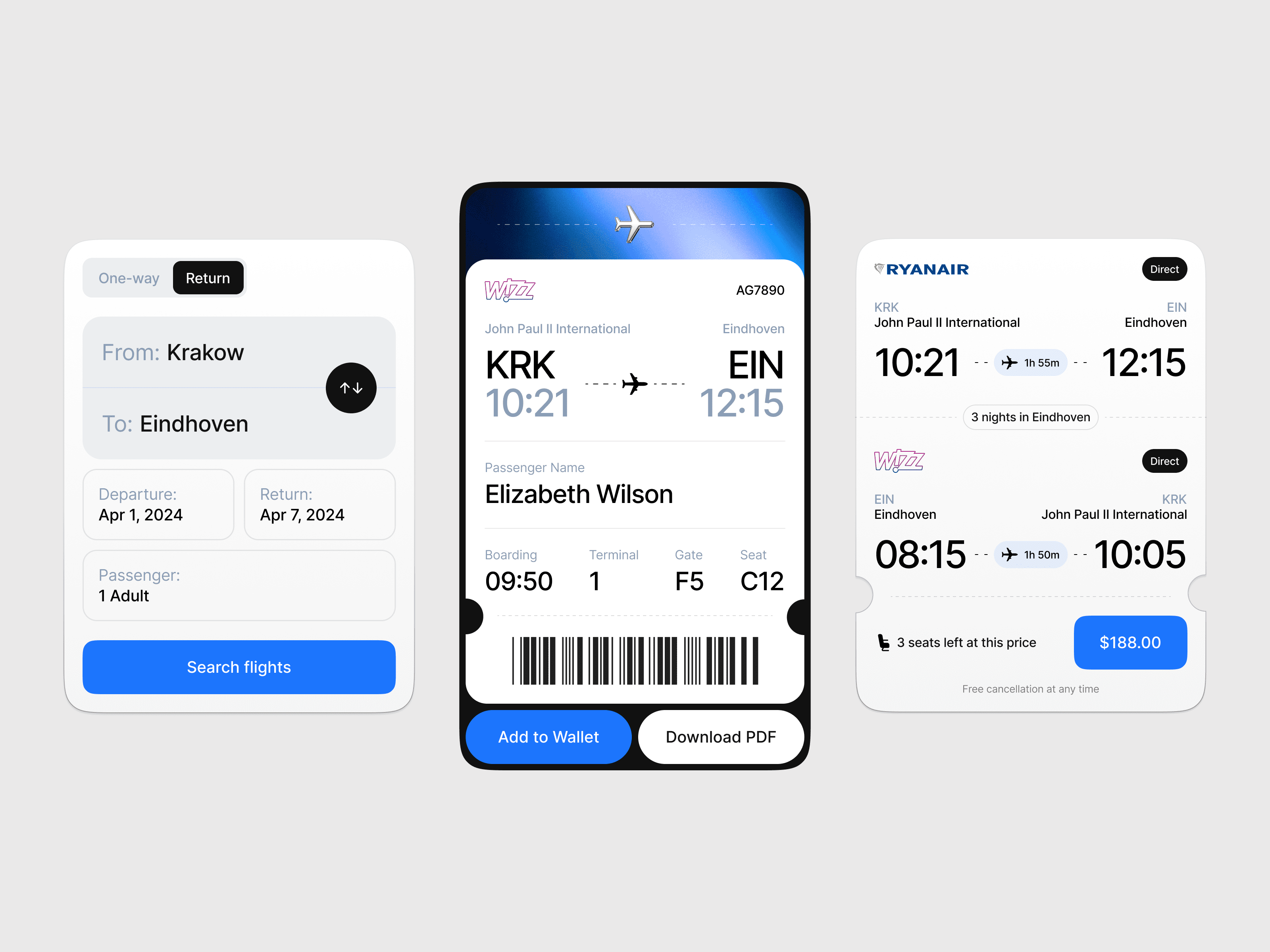 ~ ui components widgets flight booking app ~