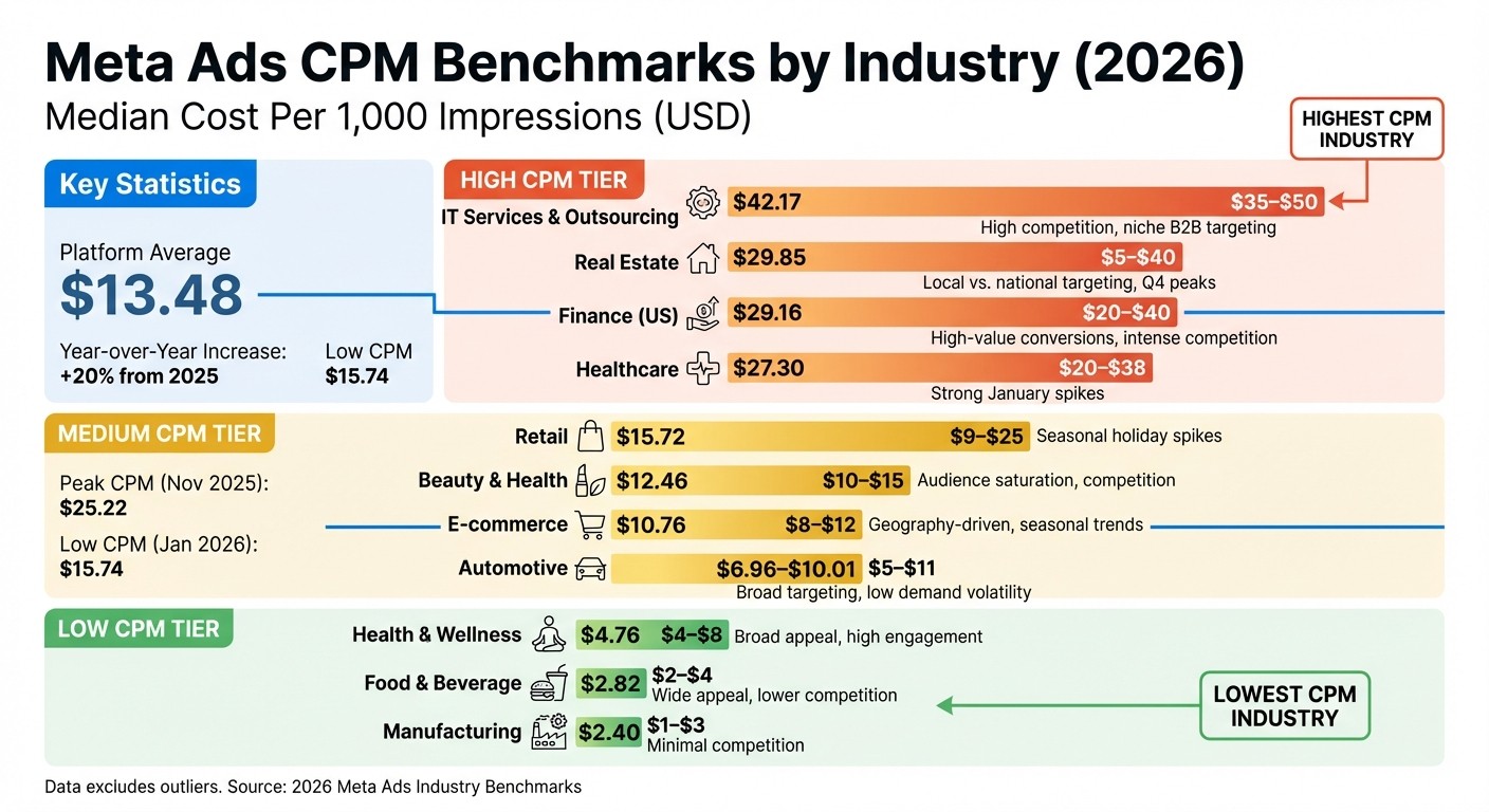 Meta Ads CPM Benchmarks by Industry 2026