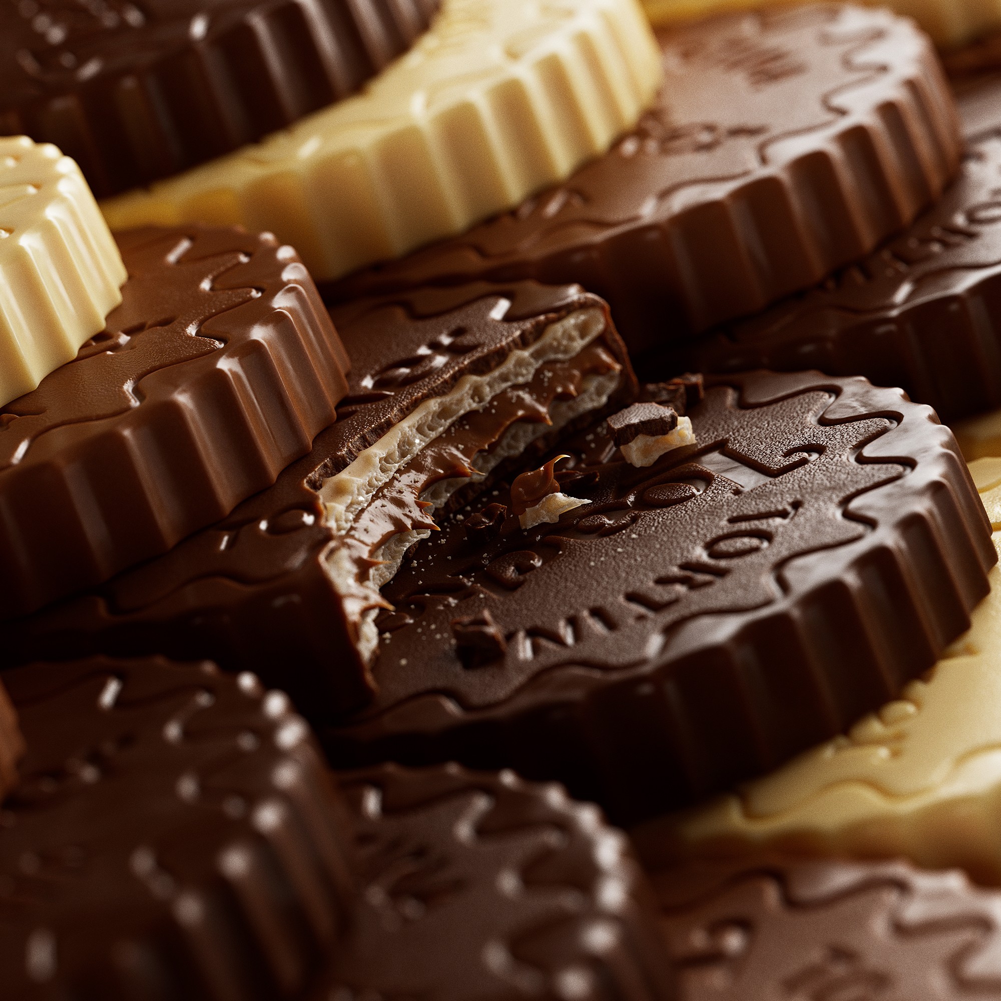 Artistic portrait with red and blue lighting creating a dramatic effect