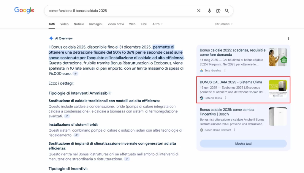 Screen con snippet su google overwiev dove compare ditta di manutenzioni roma
