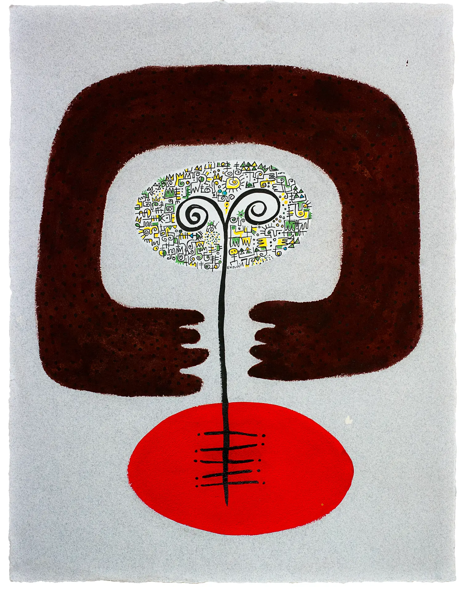 Dream Guardian #2
(2011). Acrylic ink on paper.
19 in. × 25 in.