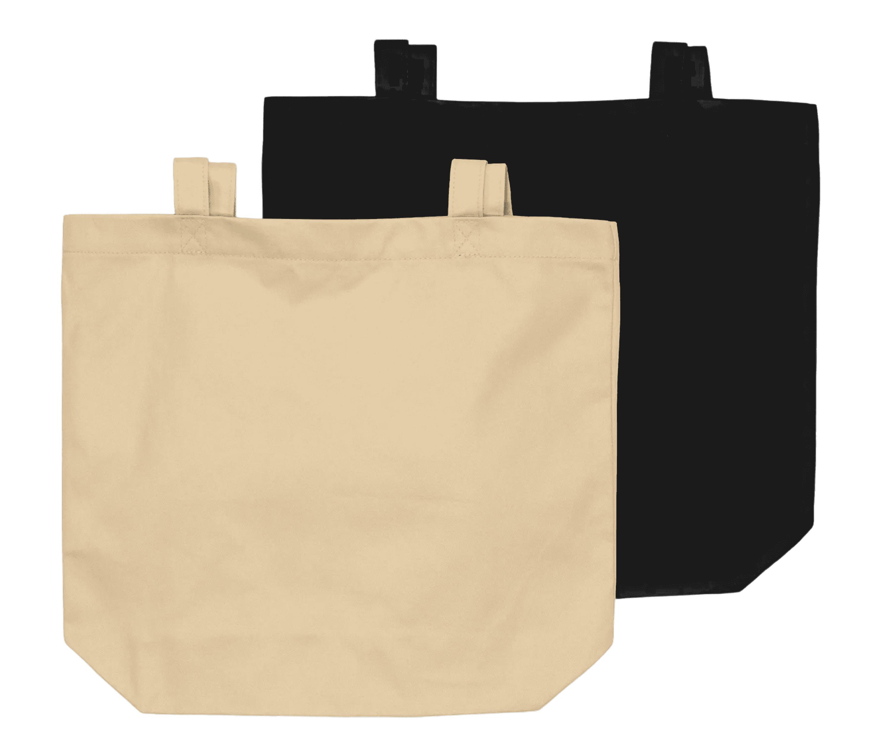 A black and tan tote bag with two short handles showcasing its simple and practical design.