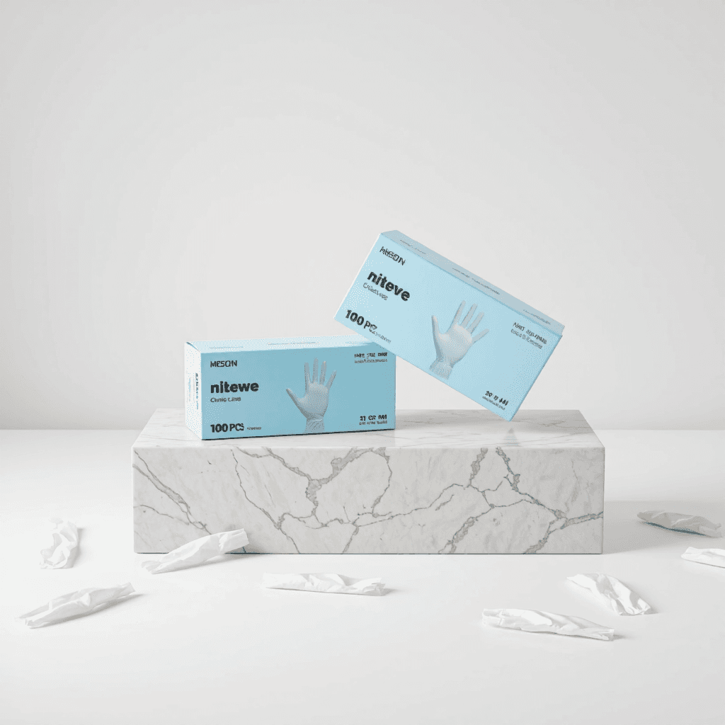 product photography of boxes of disposable nitrile gloves