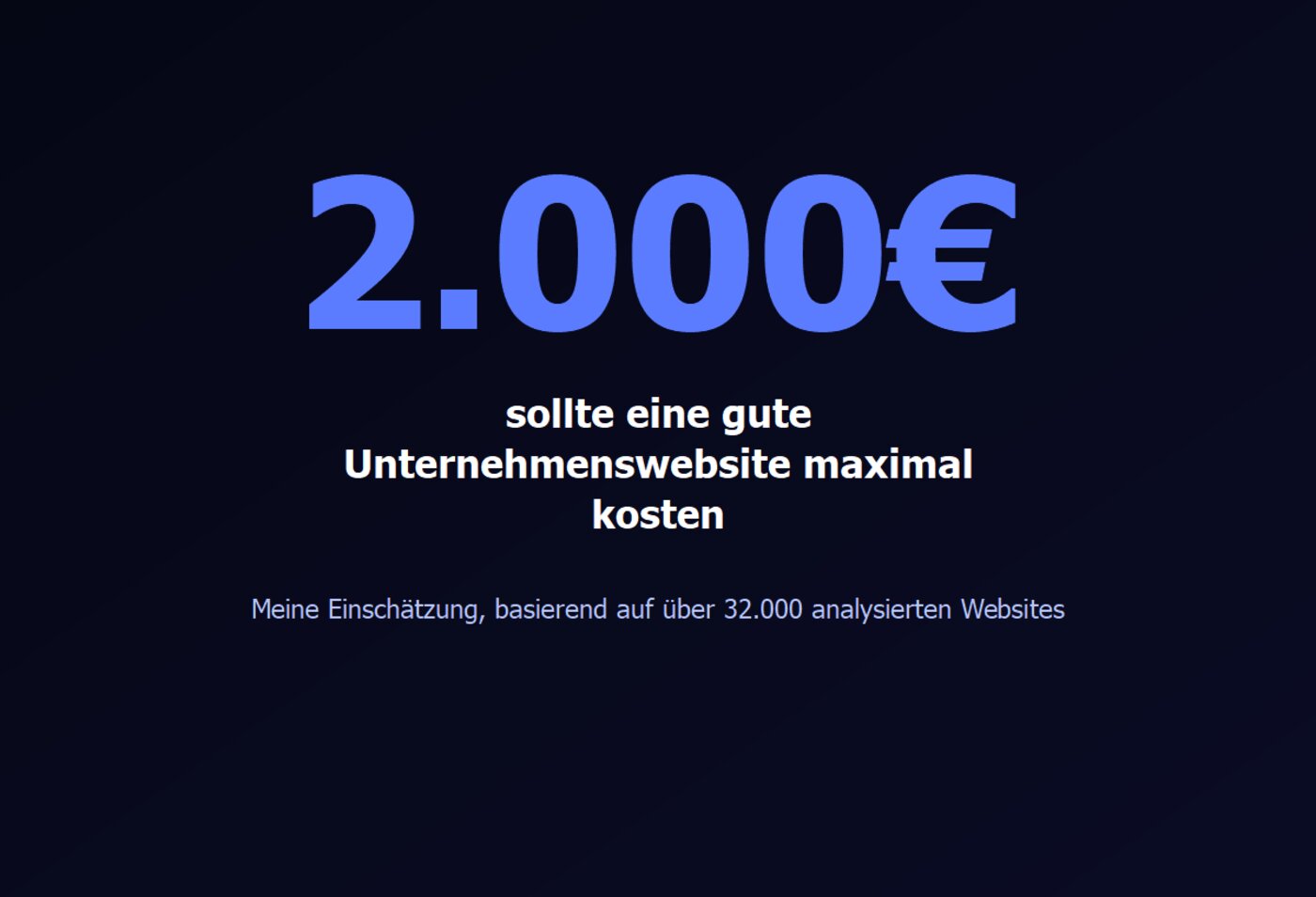 Große Zahl 2.000 Euro als maximaler Preis für eine gute Website
