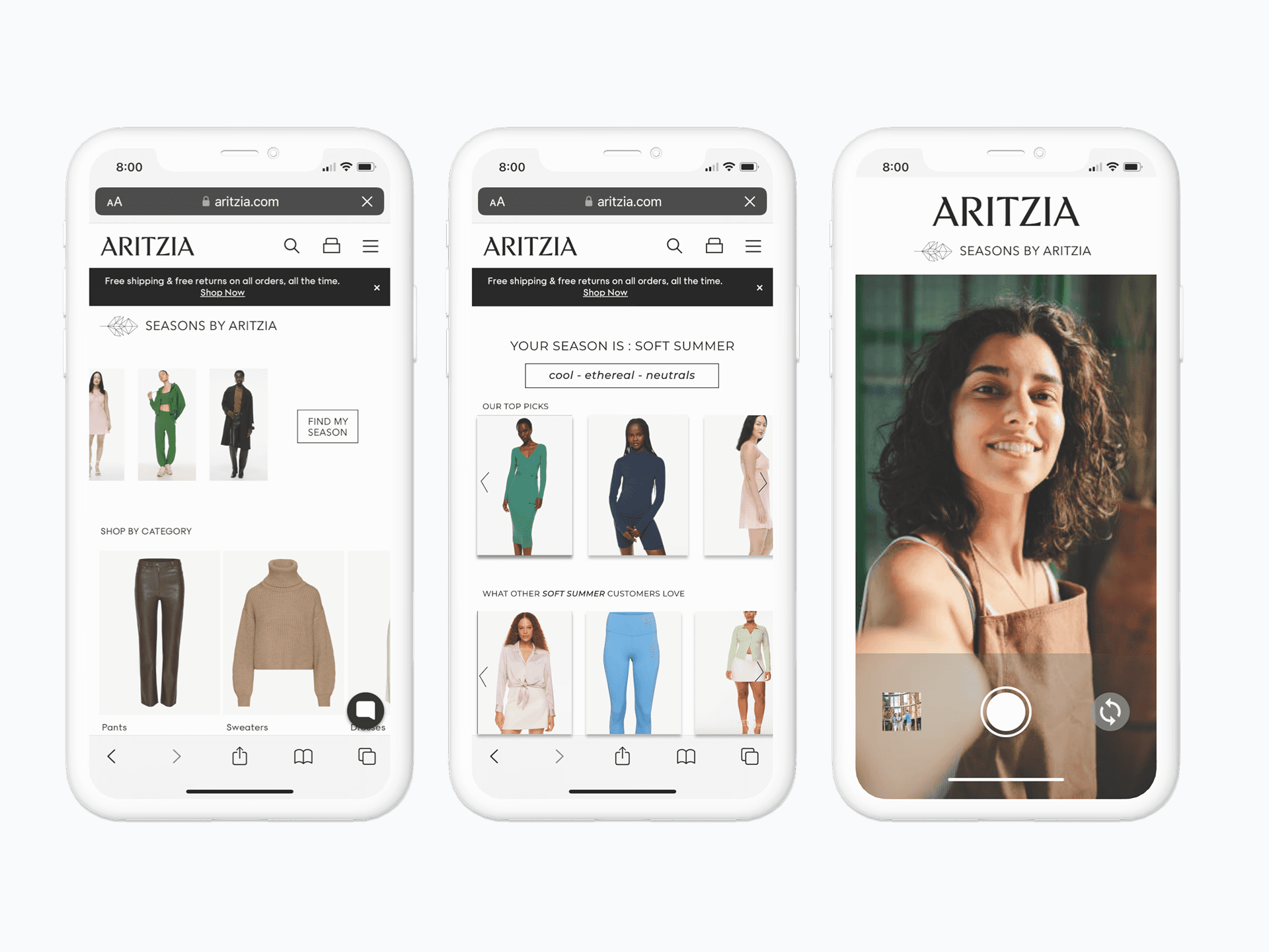 Aritizia website feature concept