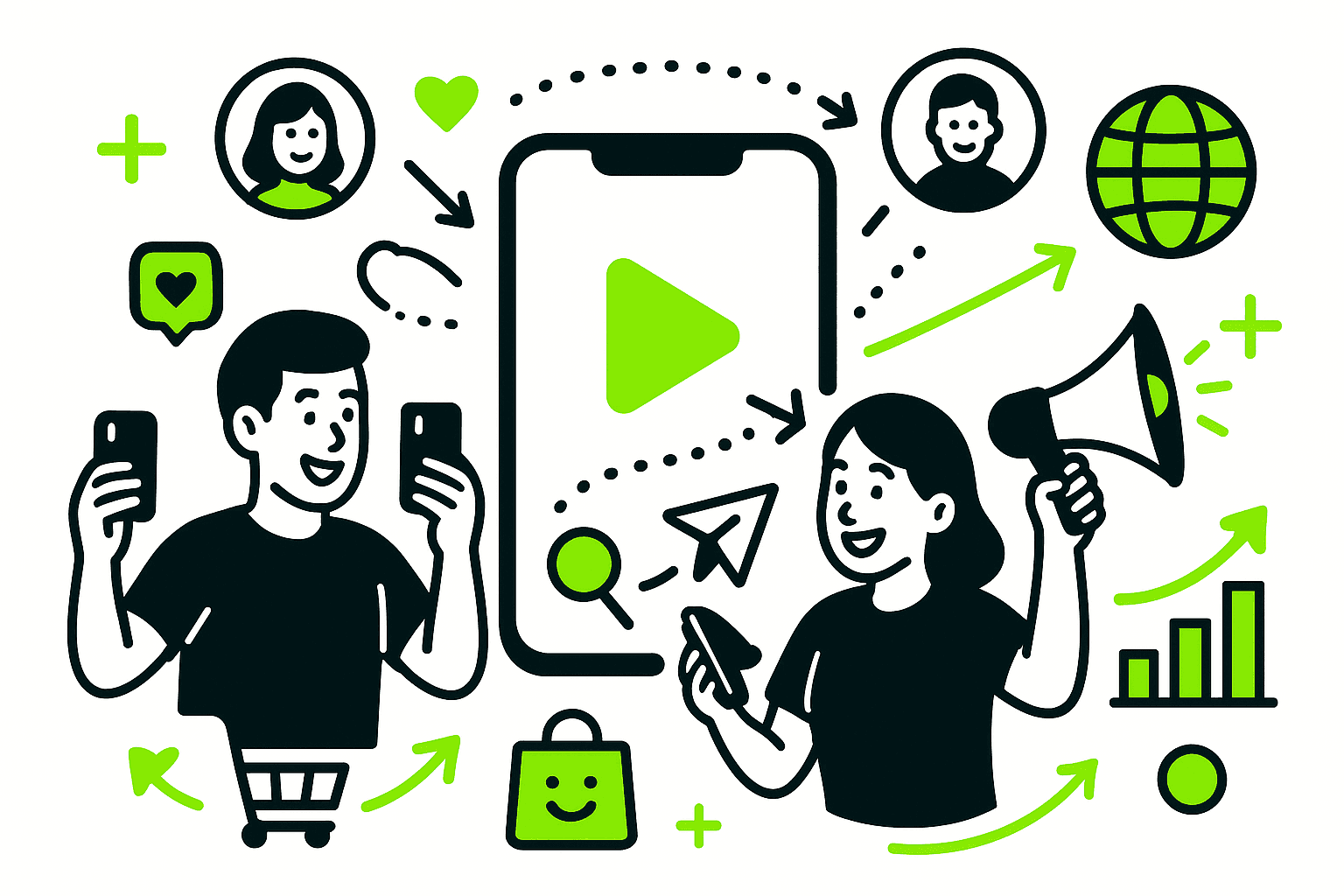 Creators creating authentic UGC for e-commerce brand to boost brand visibility and audience awareness.