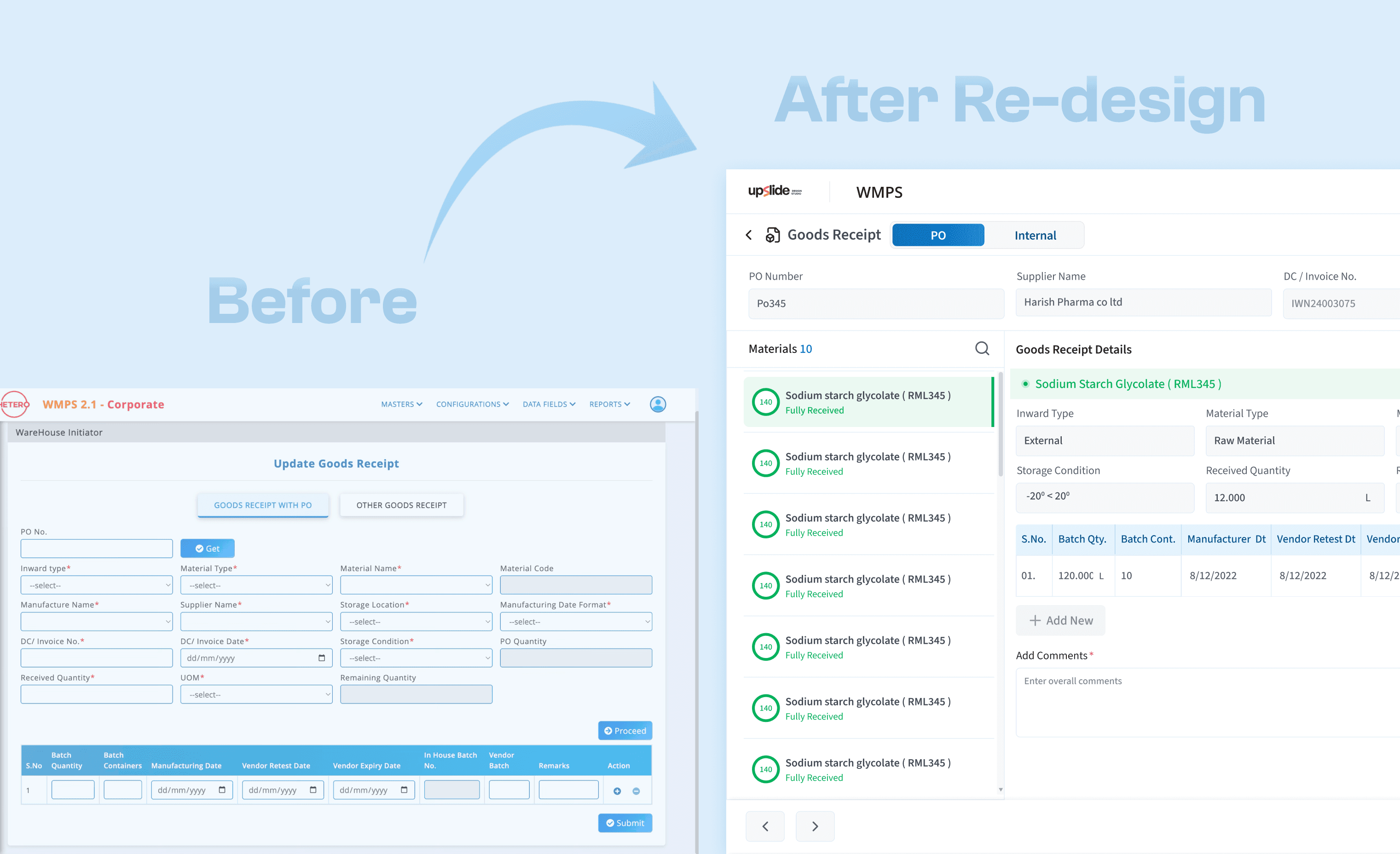 Pharma Warehouse Operations Before After Screen Design