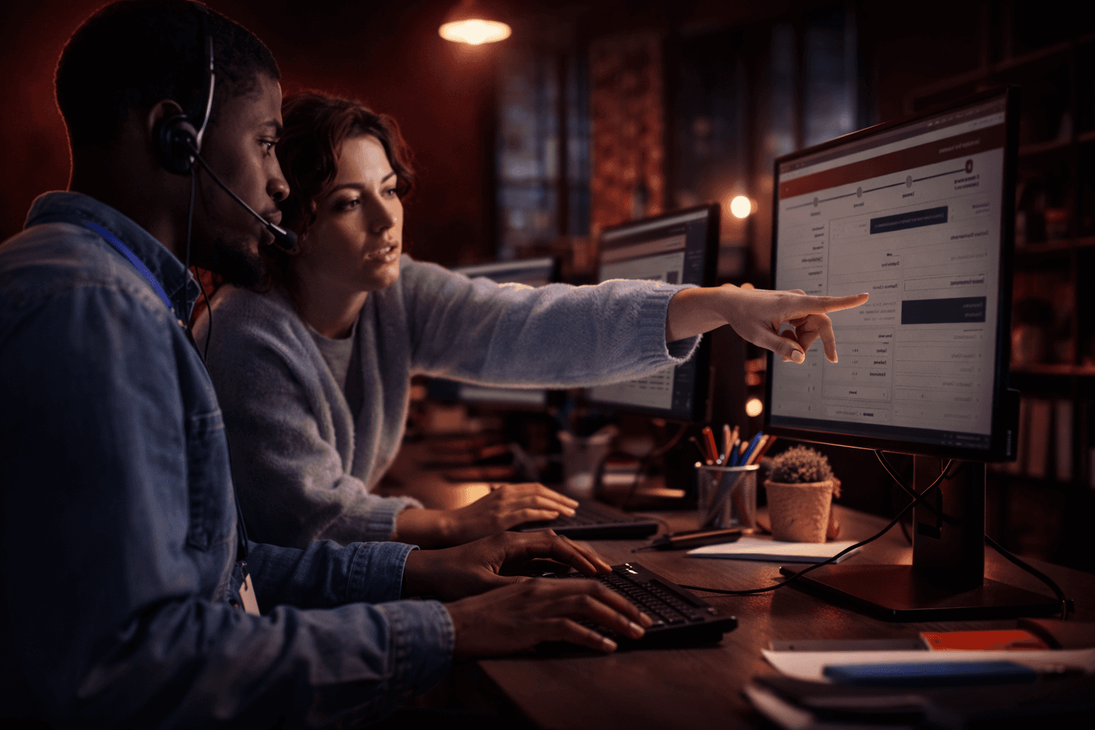 Developers collaborating on a custom website interface, illustrating professional web development services for businesses in Dubai.