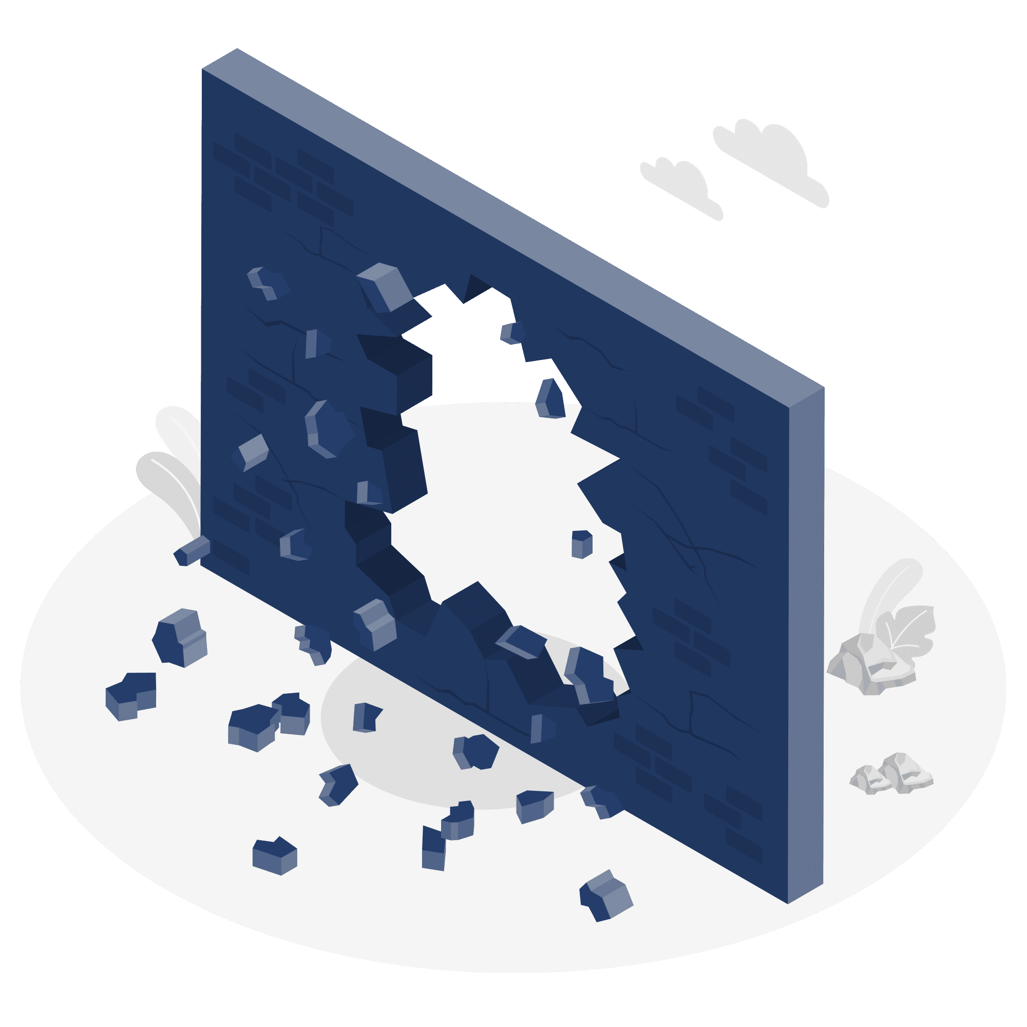 Illustration of a brick wall with a hole in the middle