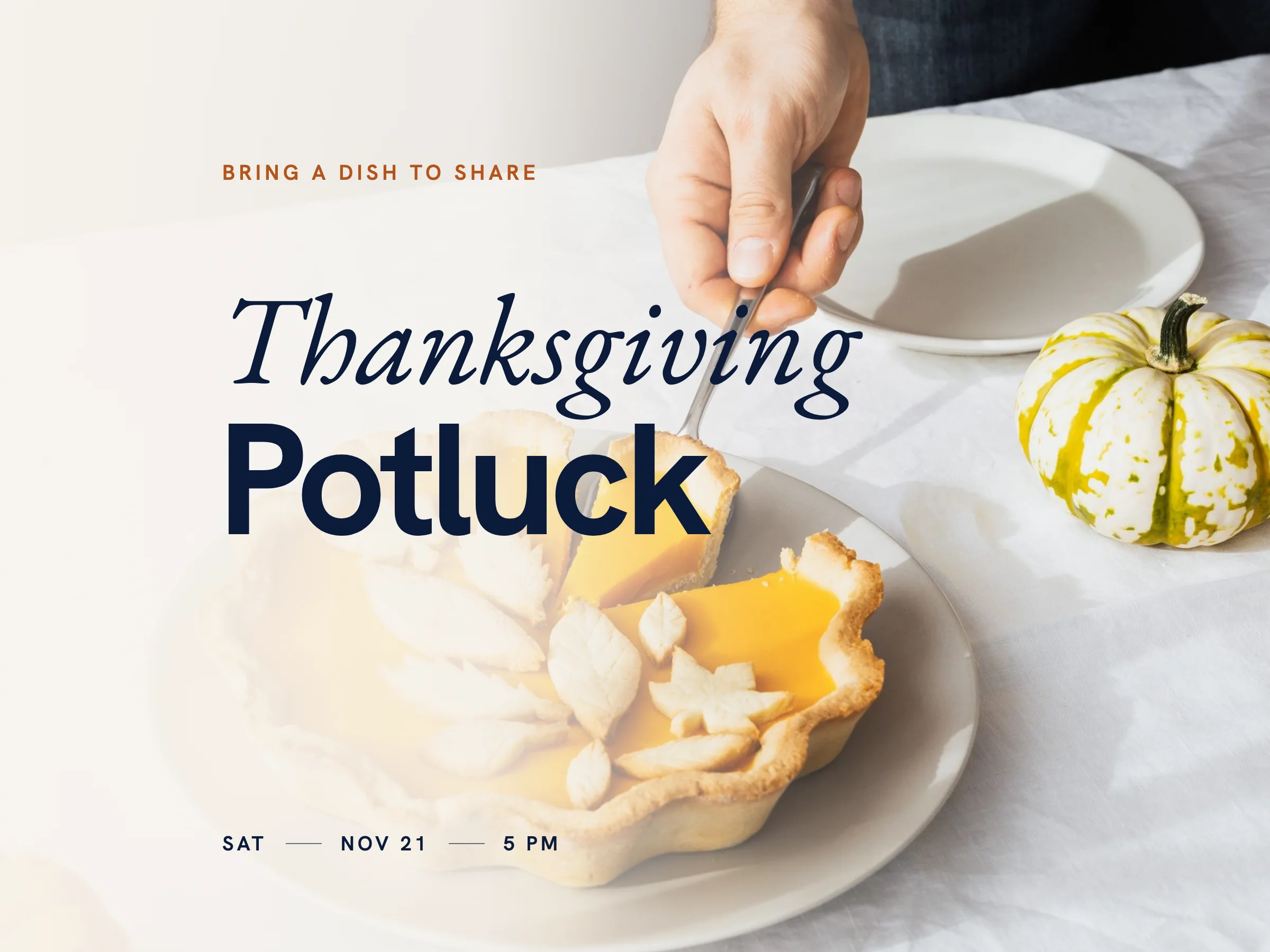 Poster: Thanksgiving Potluck, Saturday November 21, 5 PM