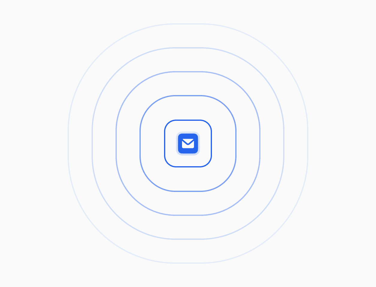 A centralized email icon surrounded by expanding concentric circles, symbolizing scalable and customizable email sending infrastructure.