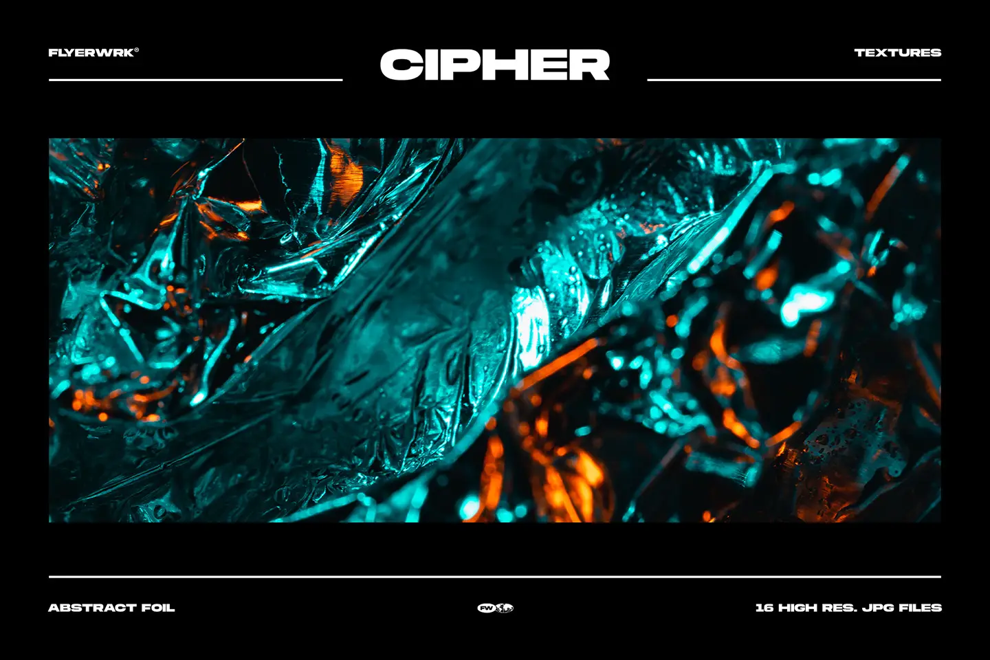 Cipher abstract metal foil textures applied to an outdoor billboard and event staff badge mockup