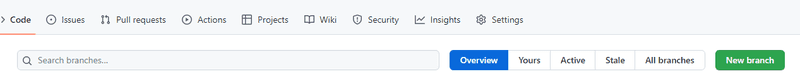 Clicking on the 'new branch' button in GitHub