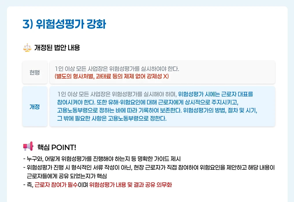 개정된 산안법의 위험성평가 강화 주요 내용