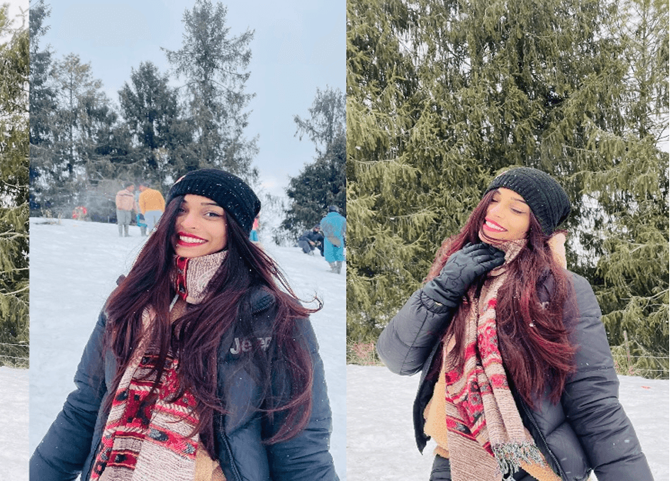 Me 1st time at shimla hill station covered in snow, feeling so grateful for this beatiful & serene nature