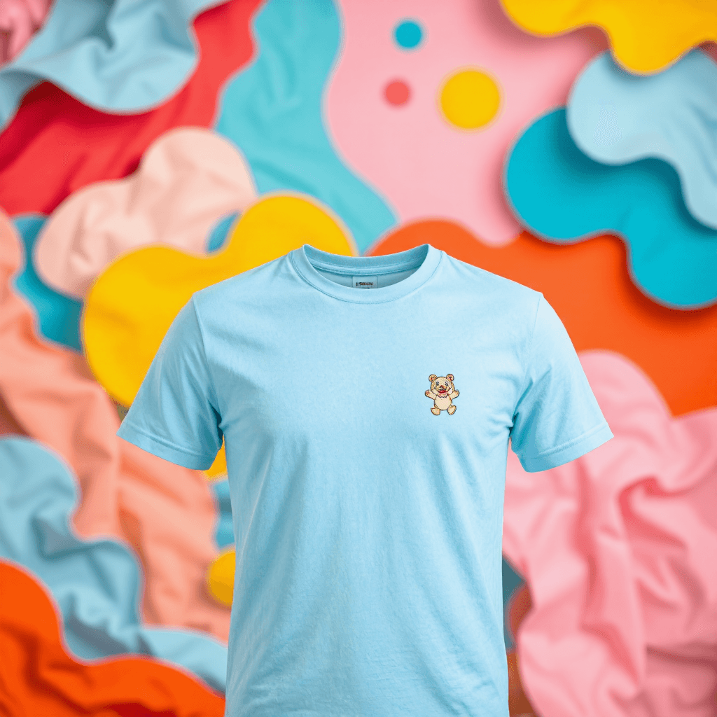 product photography of a short-sleeve t-shirt with a graphic design
