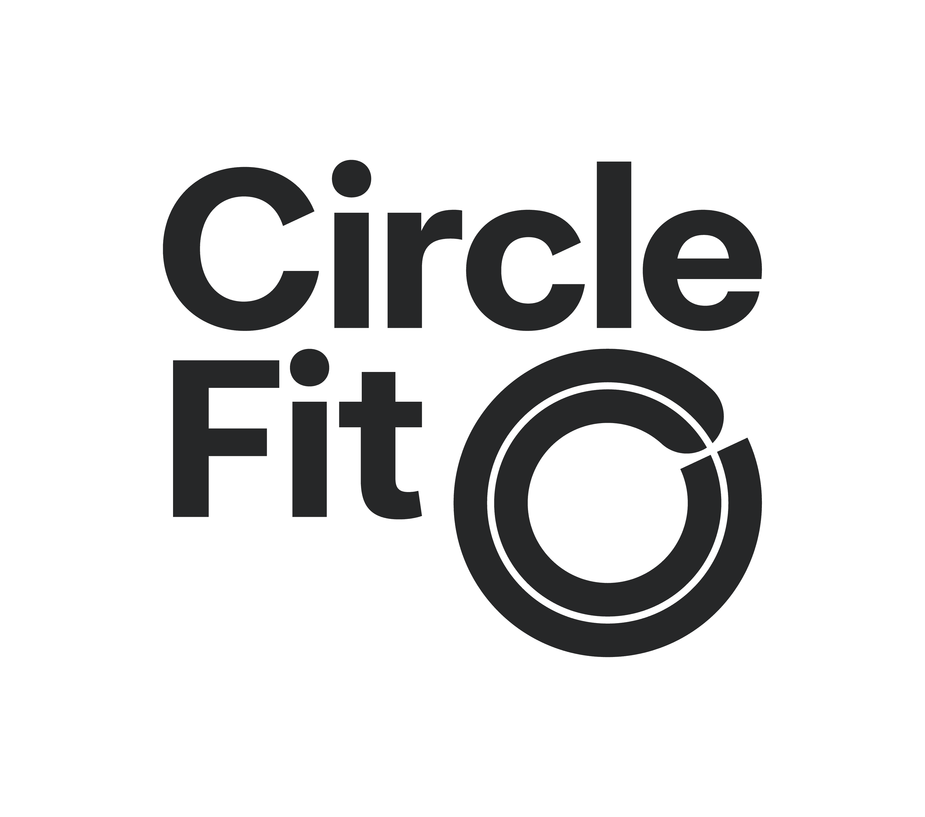 Logo for Circle Fit featuring stylized text and a circular graphic element.