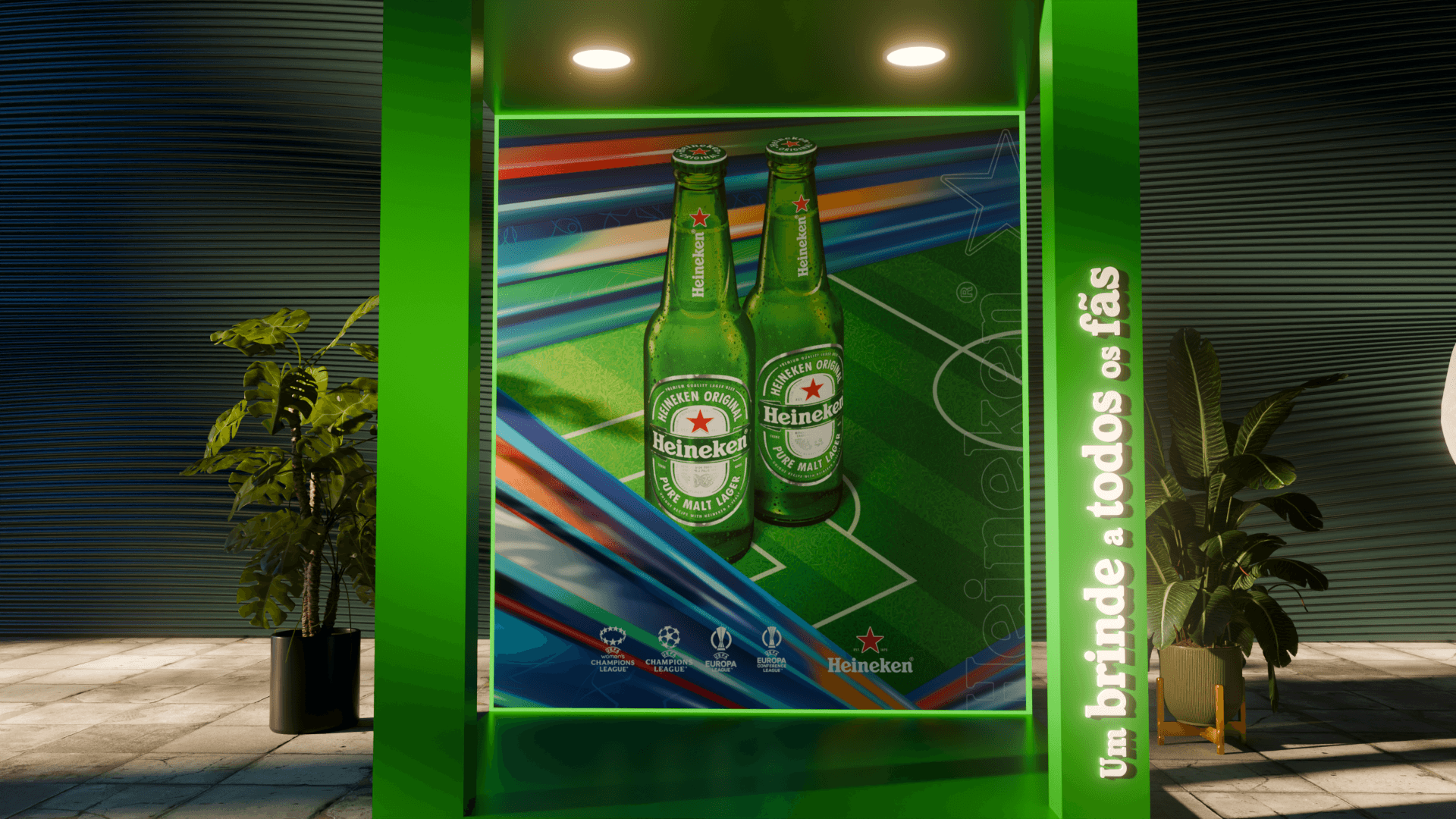 Smart speaker with glowing top next to a phone, set against a green background