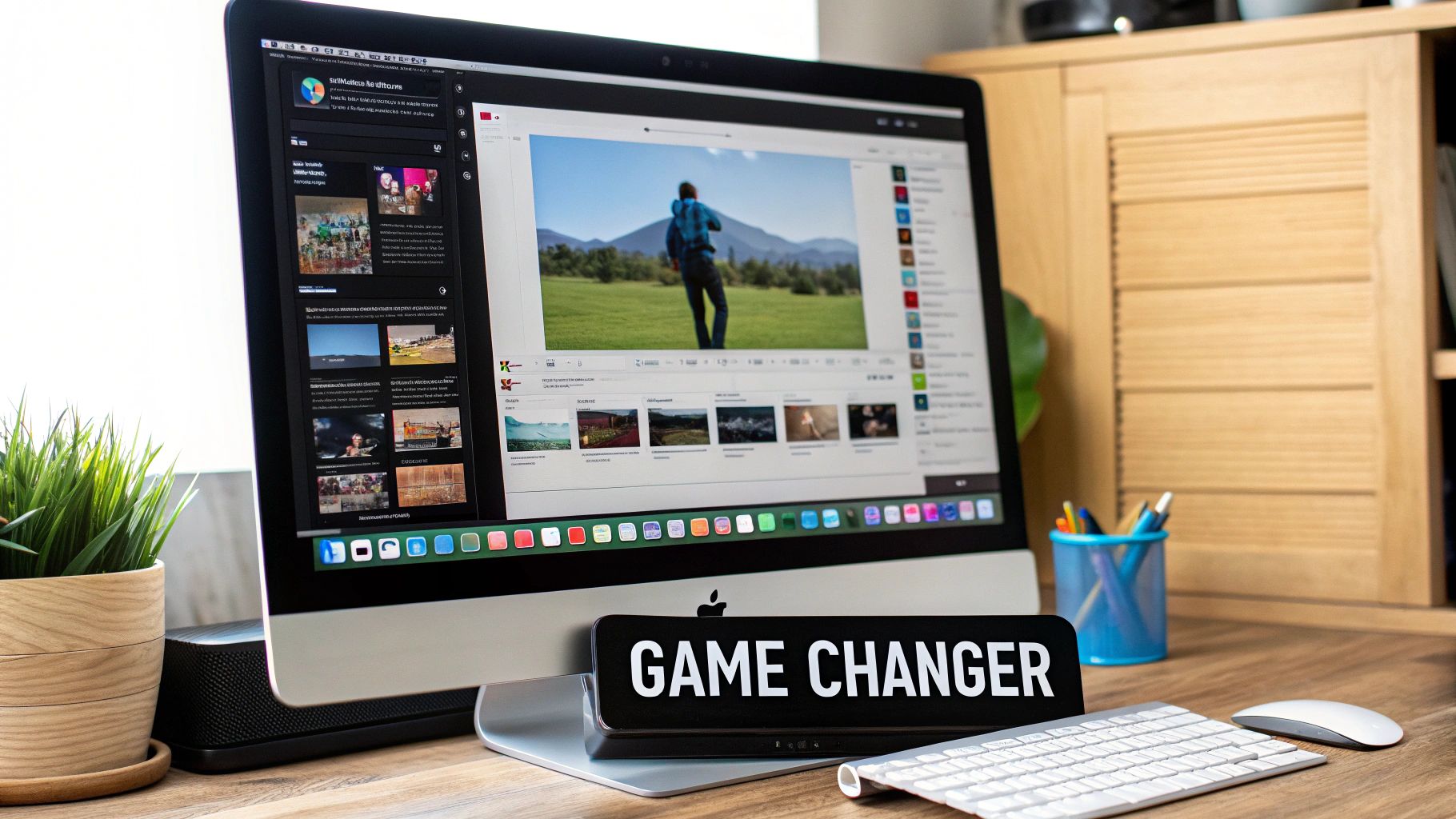 A person editing a video on a MacBook, demonstrating the process of creating an explainer video.
