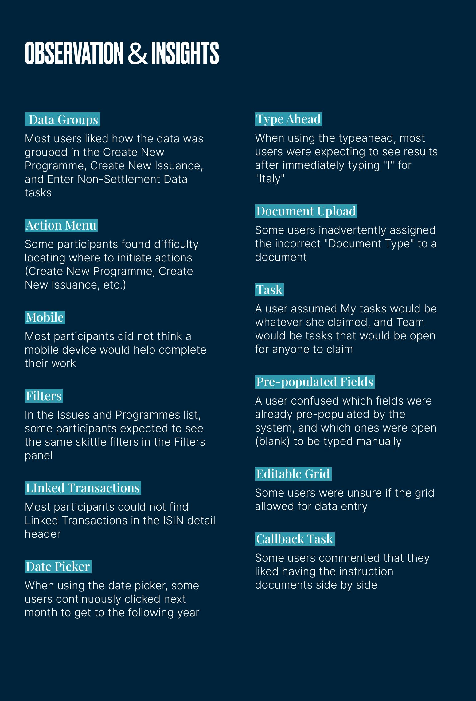 Published key issues