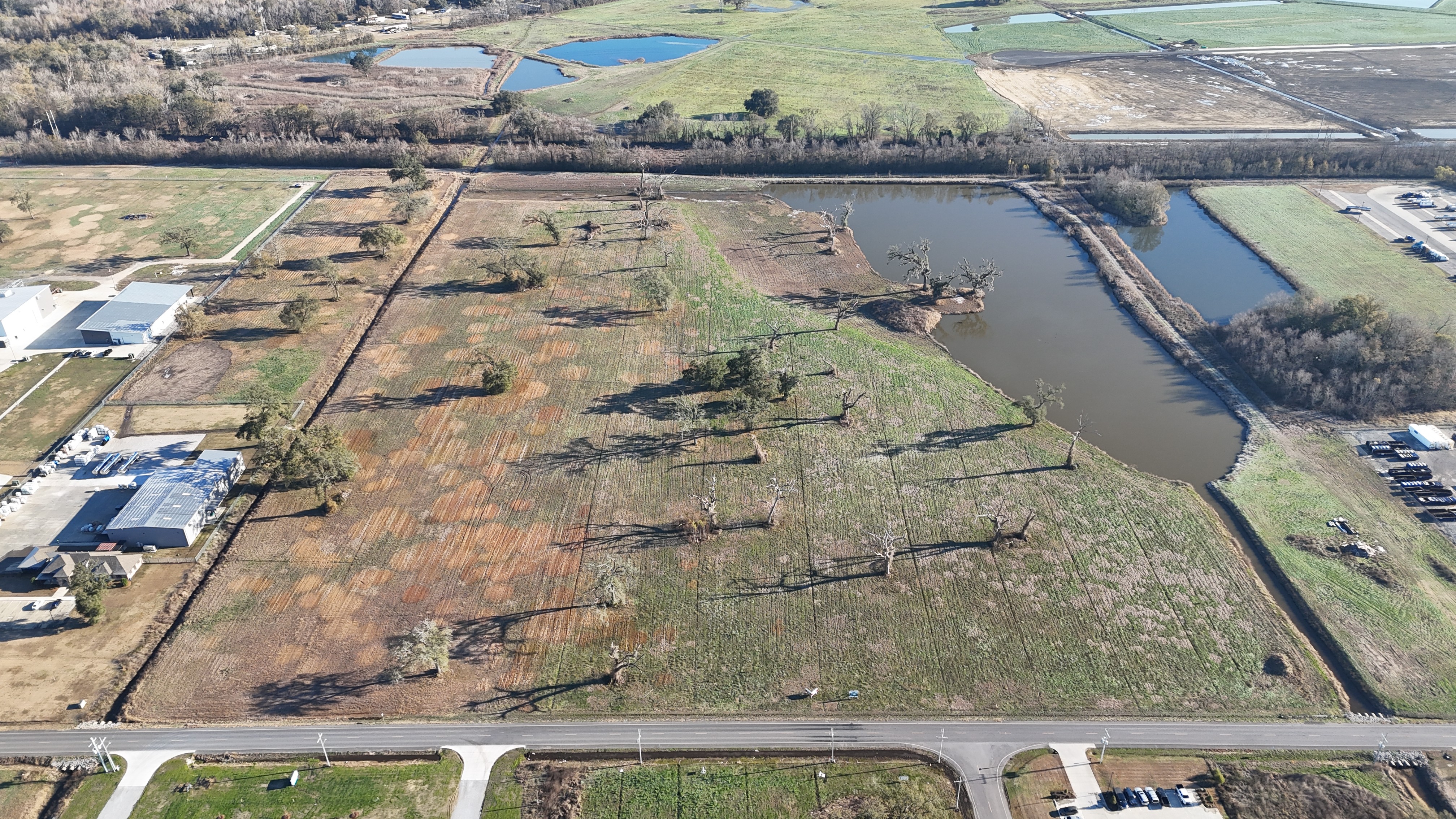 Aerial view of Rivermark Industrial Drive North, a shovel-ready industrial development parcel in Geismar, Louisiana.