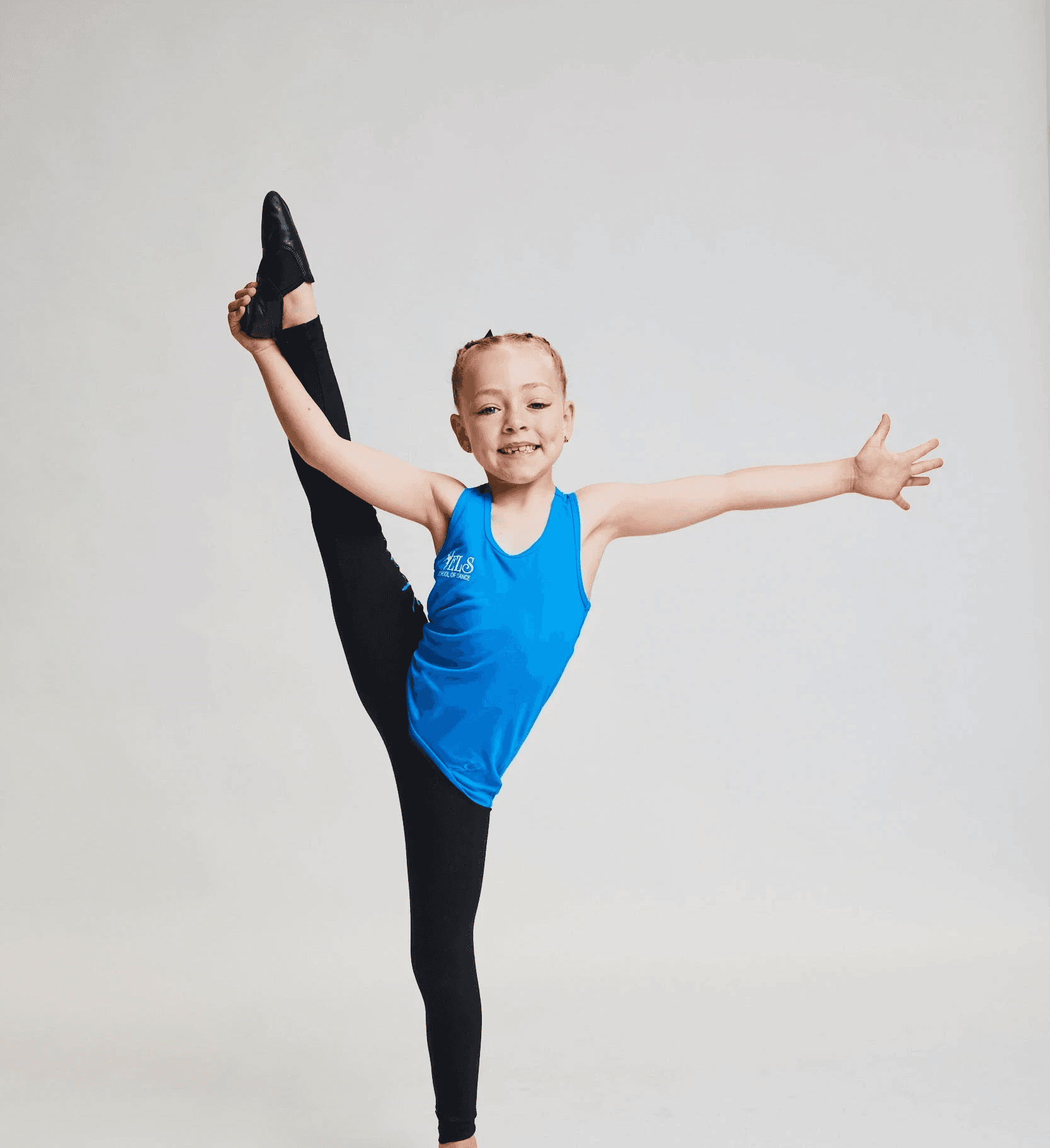 young girl in leg mount