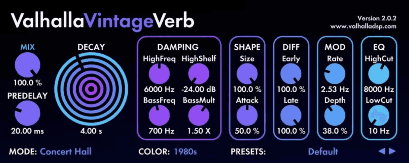 Valhalla vintage verb plugin