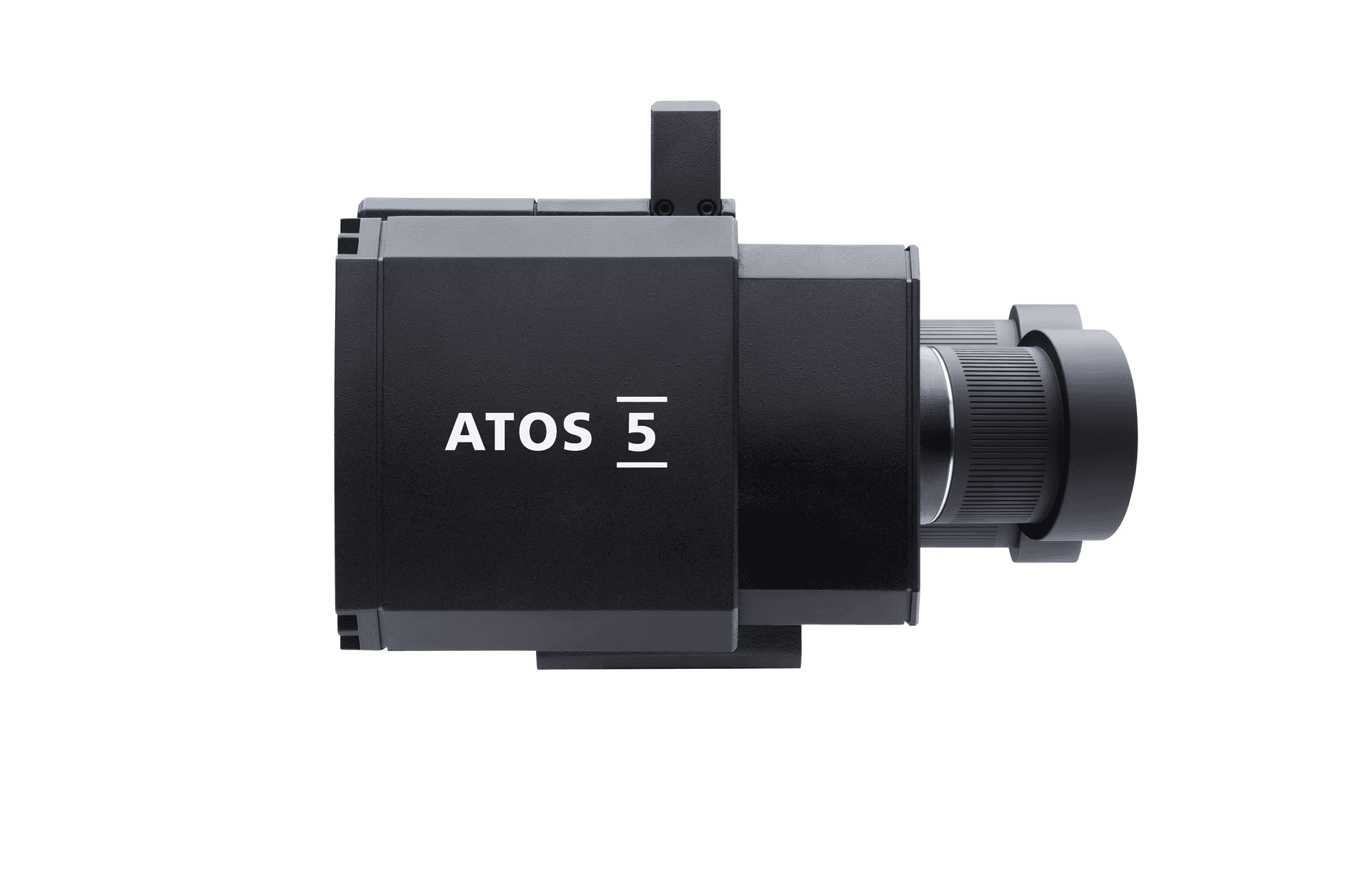 ATOS 5 optical 3D scanner side view, high-precision metrology device designed for industrial applications.