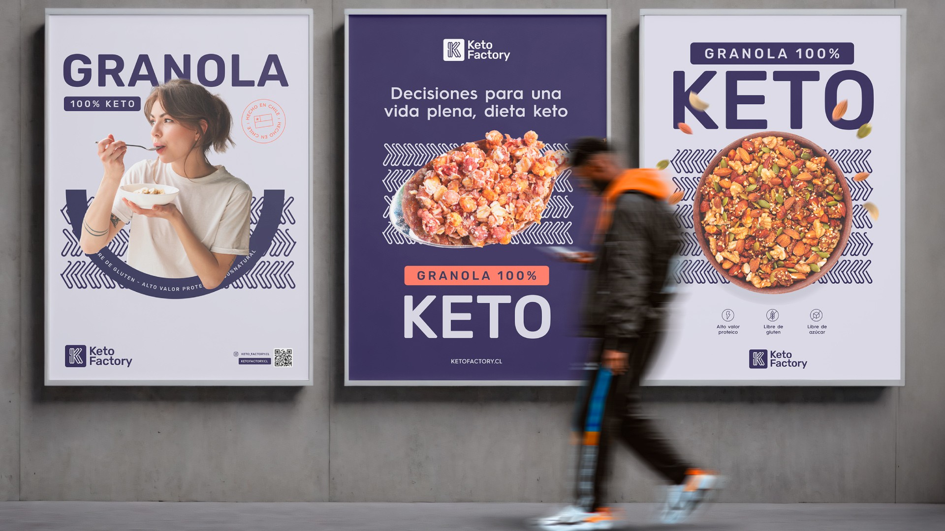 Diseño de etiquetas para productos sin azúcar Keto Factory – Lagom Studio, expertos en packaging de alimentos.
