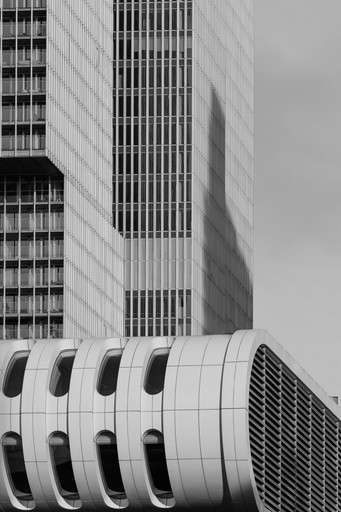 Modern architecture with geometric shapes and shadows