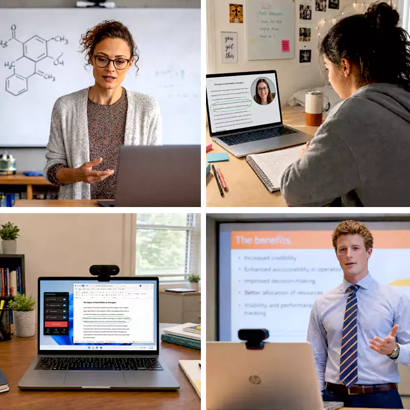 Teachers using Flashback Express to create educational videos and to feedback to students