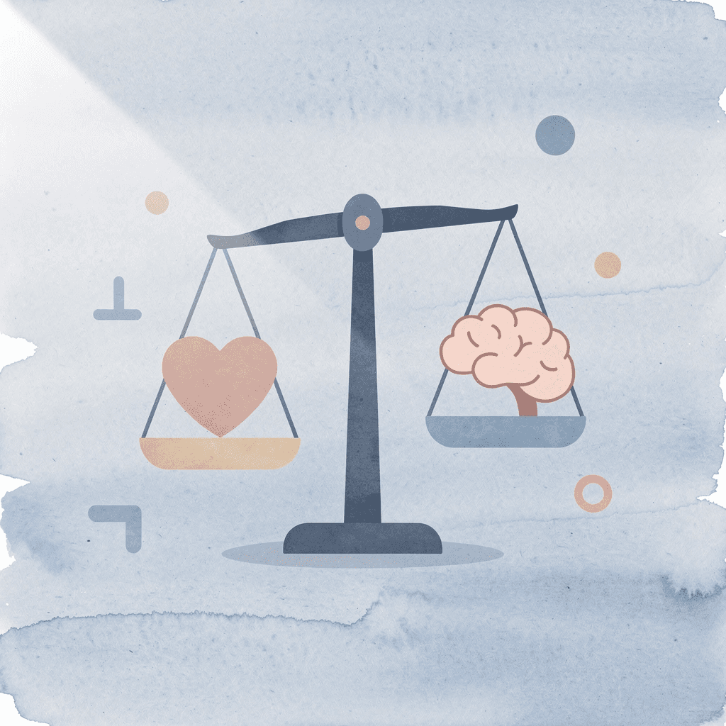 Balance scale showing AI benefits versus risks for creativity