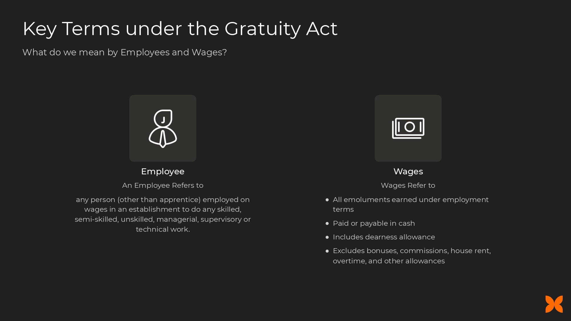 key terms under gratuity act