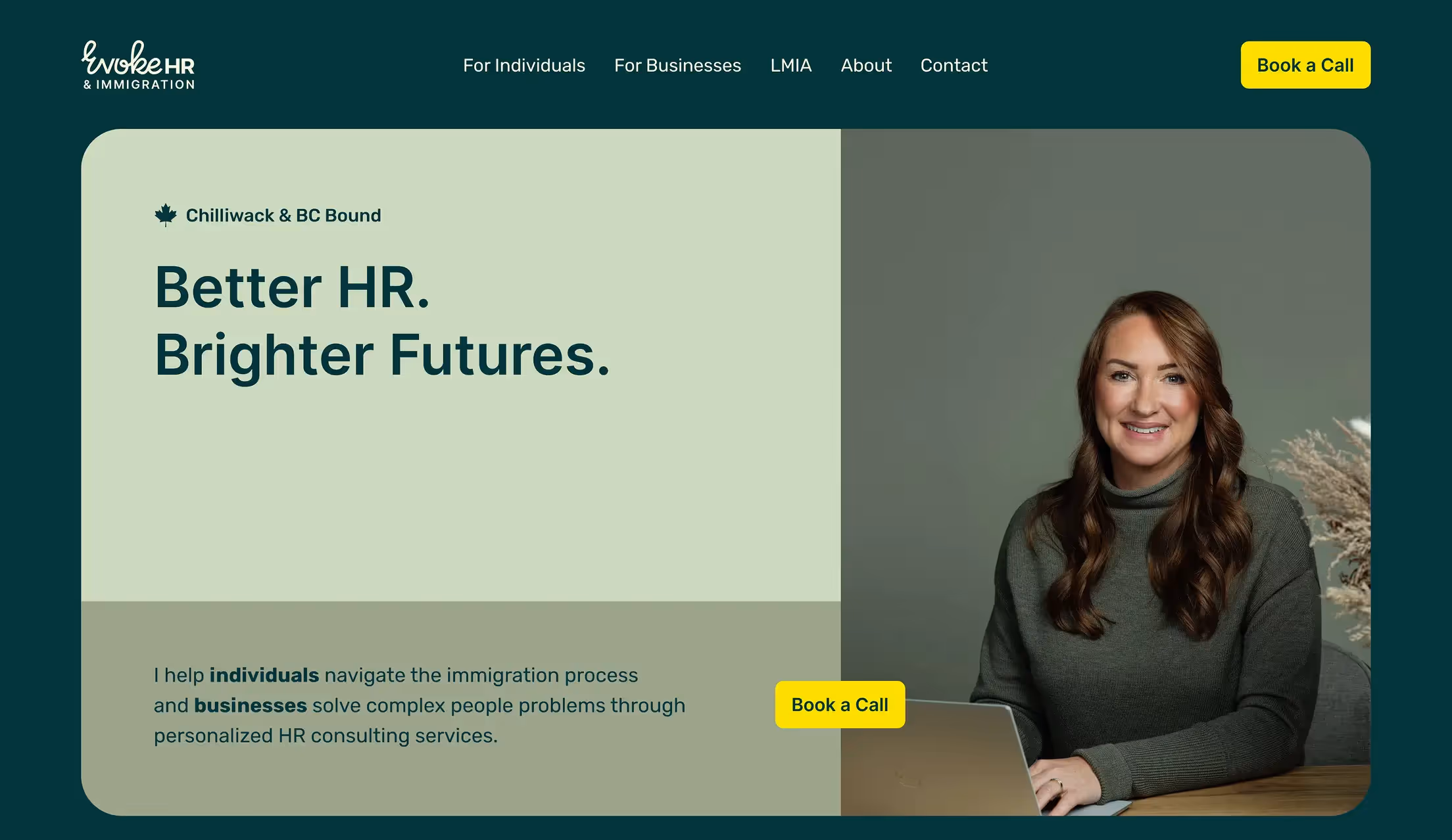Evoke HR & Immigration website section highlighting better brighter futures