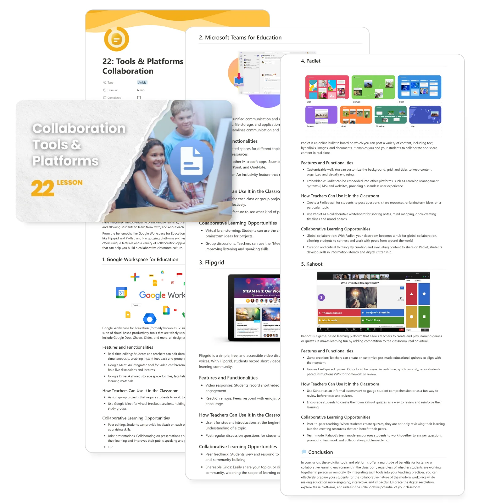 Detailed view of an article lesson within Notion from the Professional Development Pack, offering in-depth insights into educational strategies for teachers.