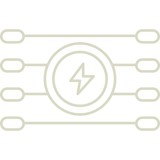 Electric fence energy control icon with lightning bolt representing power flow and security systems.