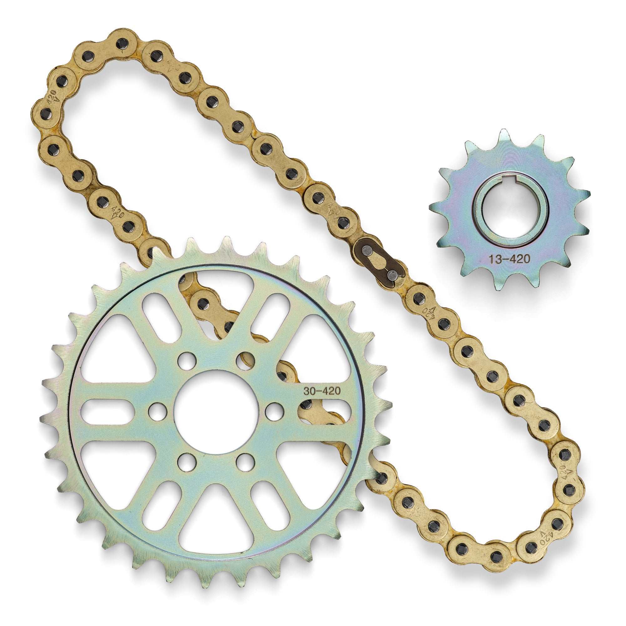 Photo of 420 primary chain conversion kit for surron Light bee X including front and rear sprocket and chain