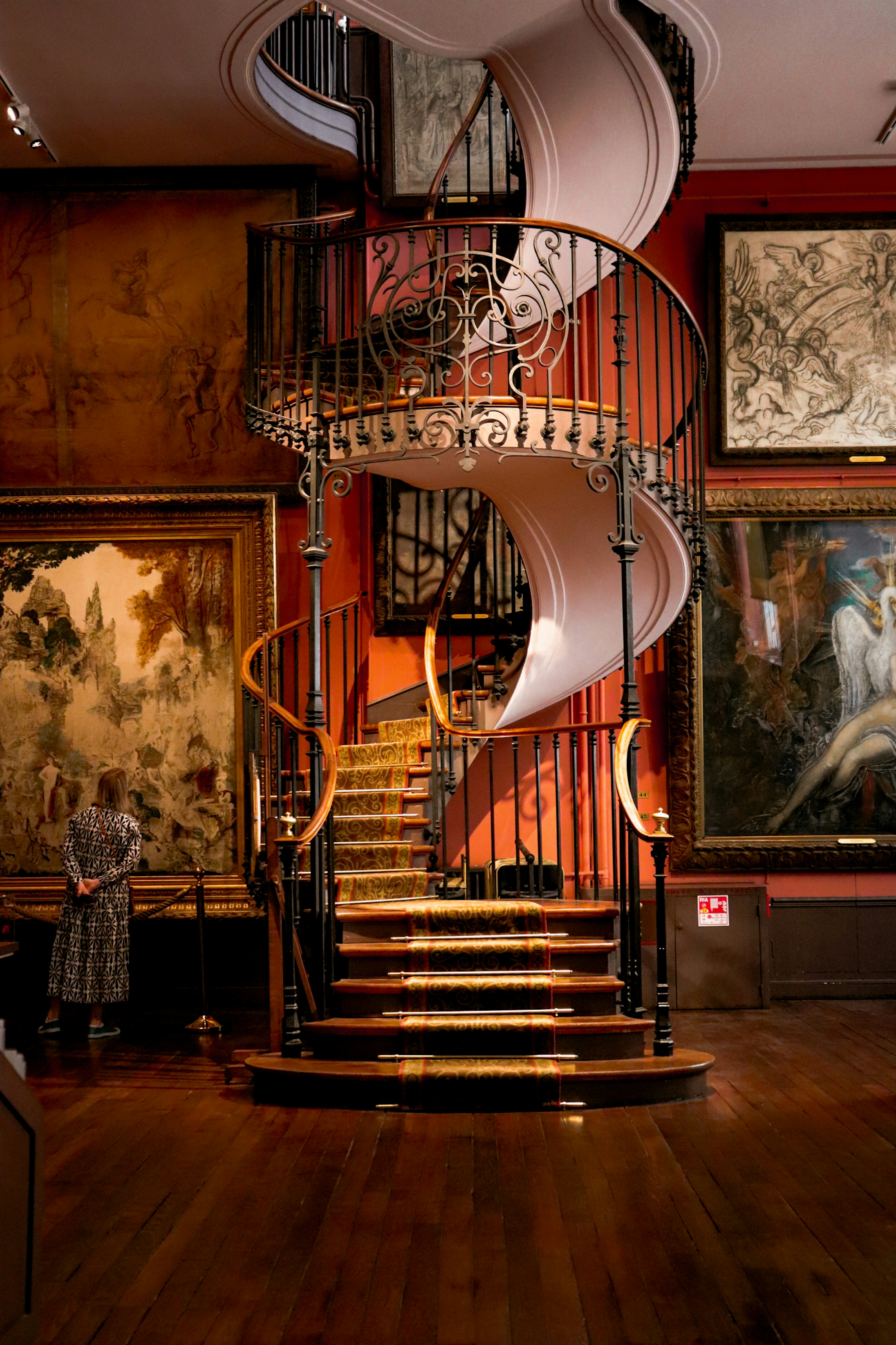 A royal-style spiral staircase ascending elegantly.