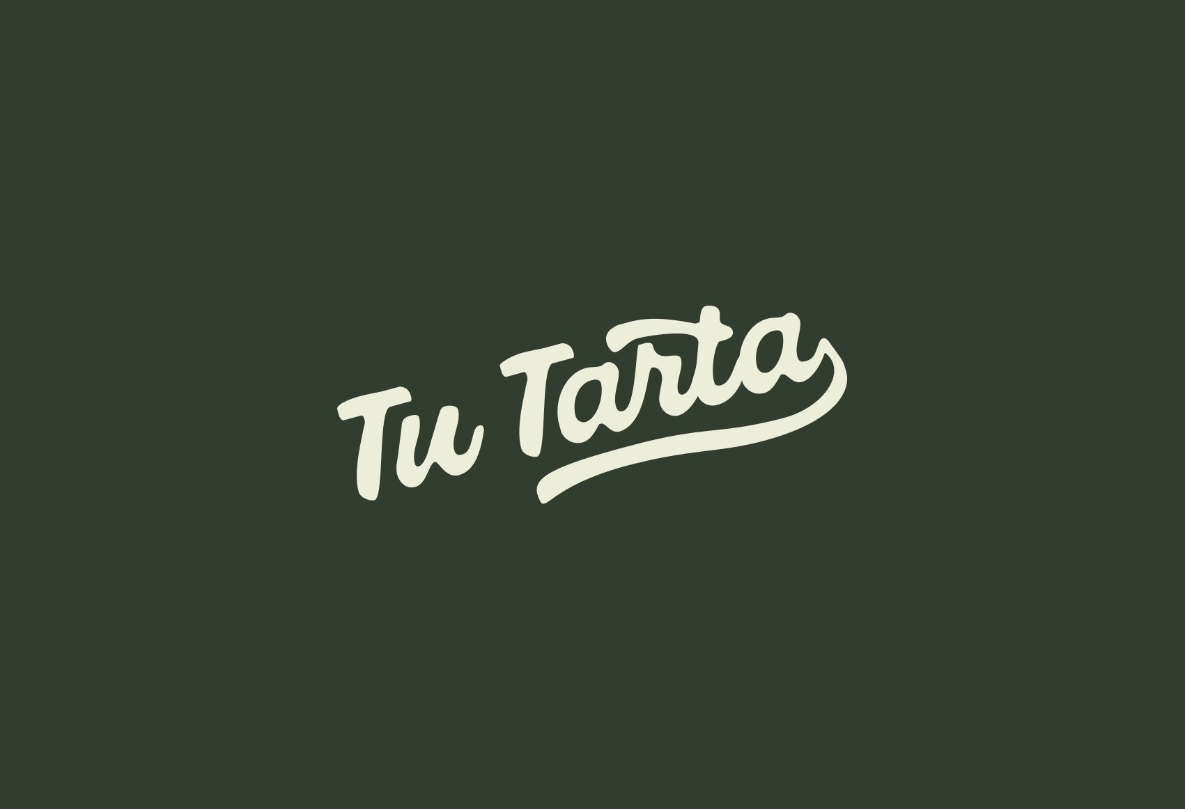 A stylized script logo displaying the words "Tu Tarta" in elegant, flowing white letters against a deep green background, conveying a sense of classic sophistication and emphasizing dessert-related branding.