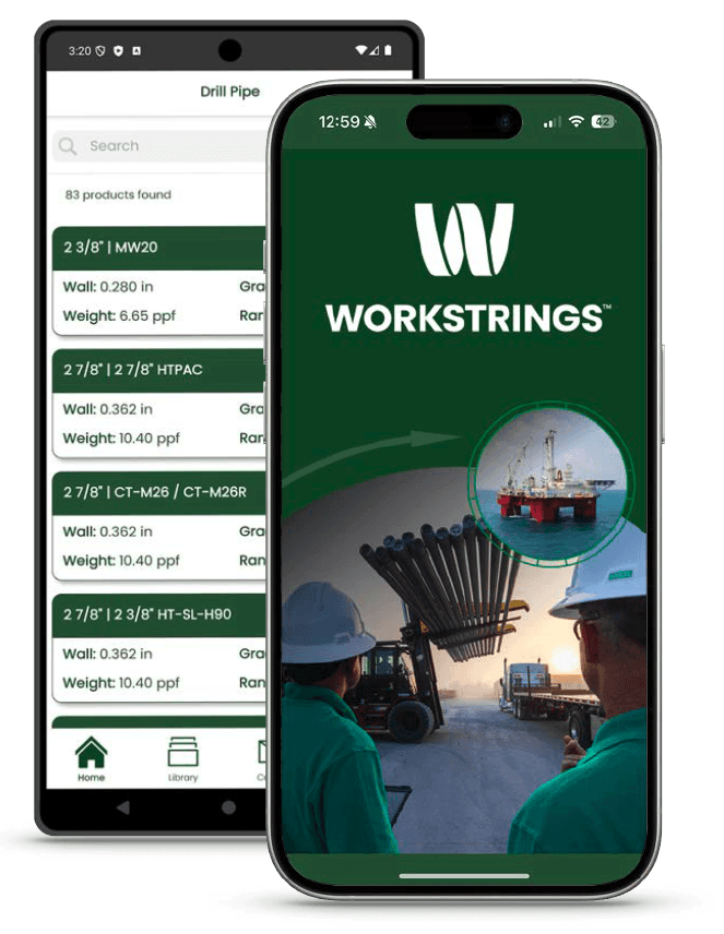Preview of the Workstrings app on Apple and Android devices