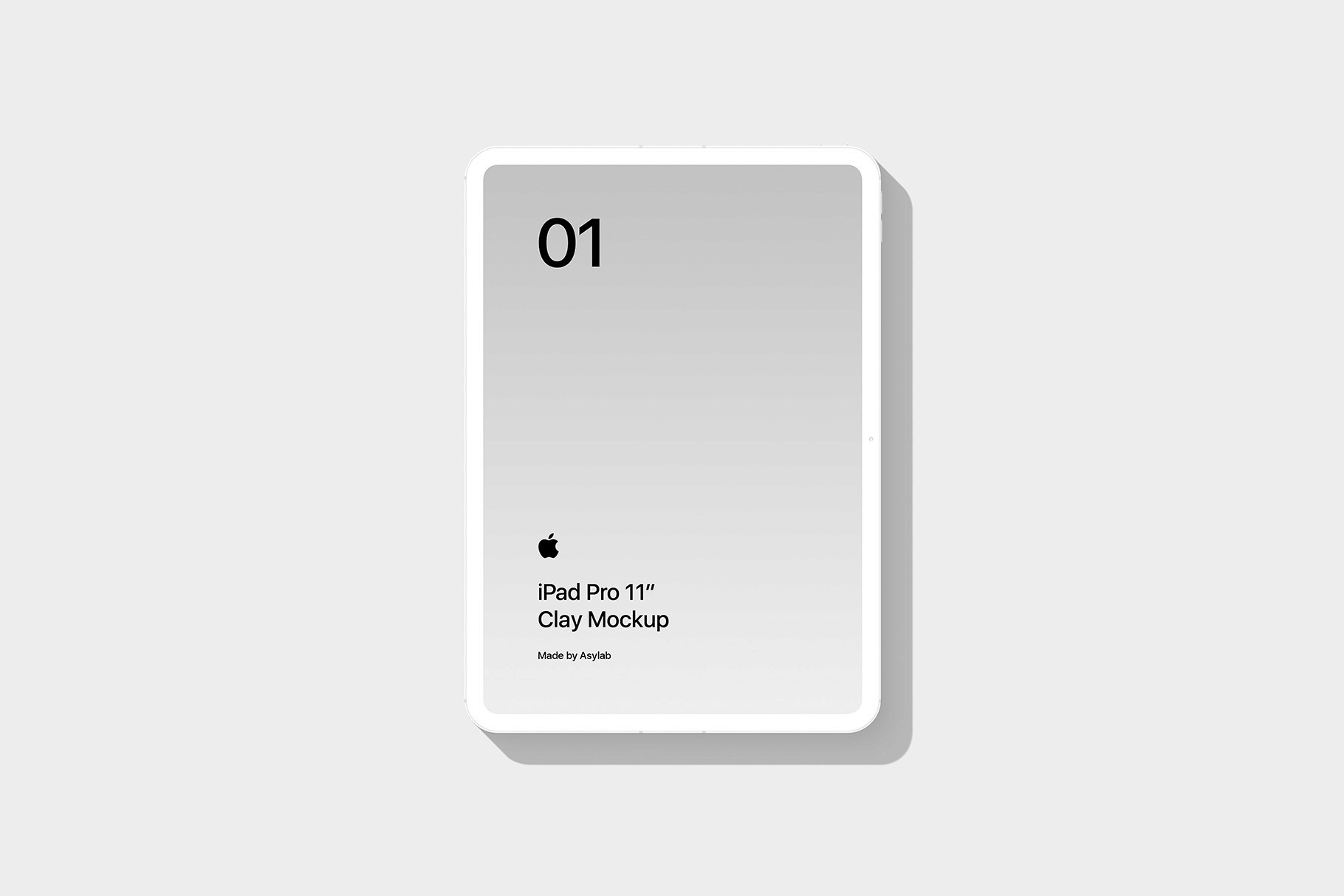 Minimalist iPad Pro 11 clay mockup in a neutral white finish, perfect for clean and professional design presentations.