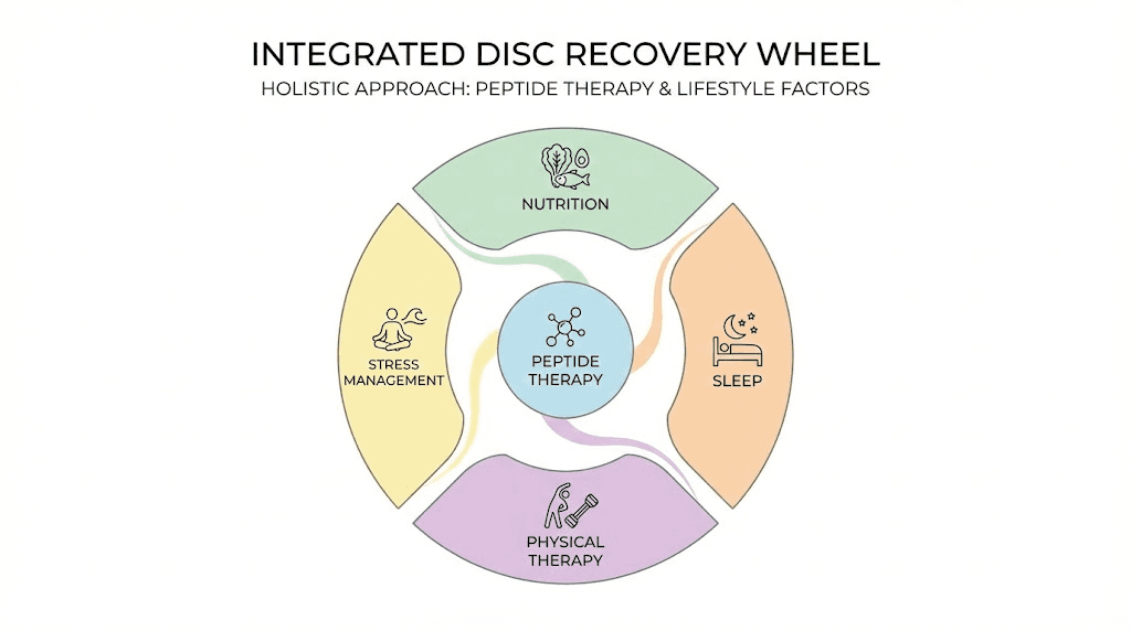 Complete herniated disc recovery approach combining peptides with lifestyle factors