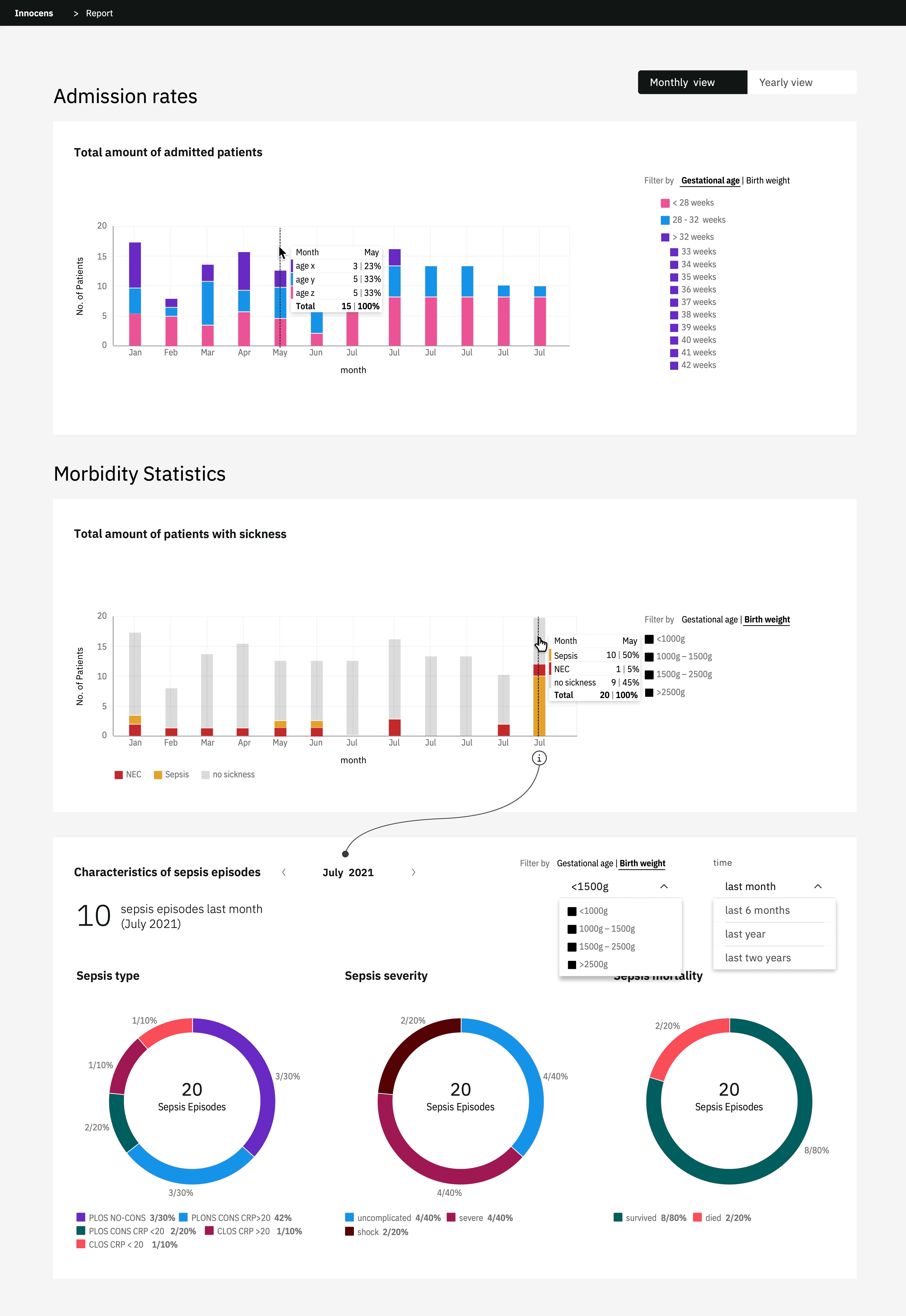 Final report page with different charts.
