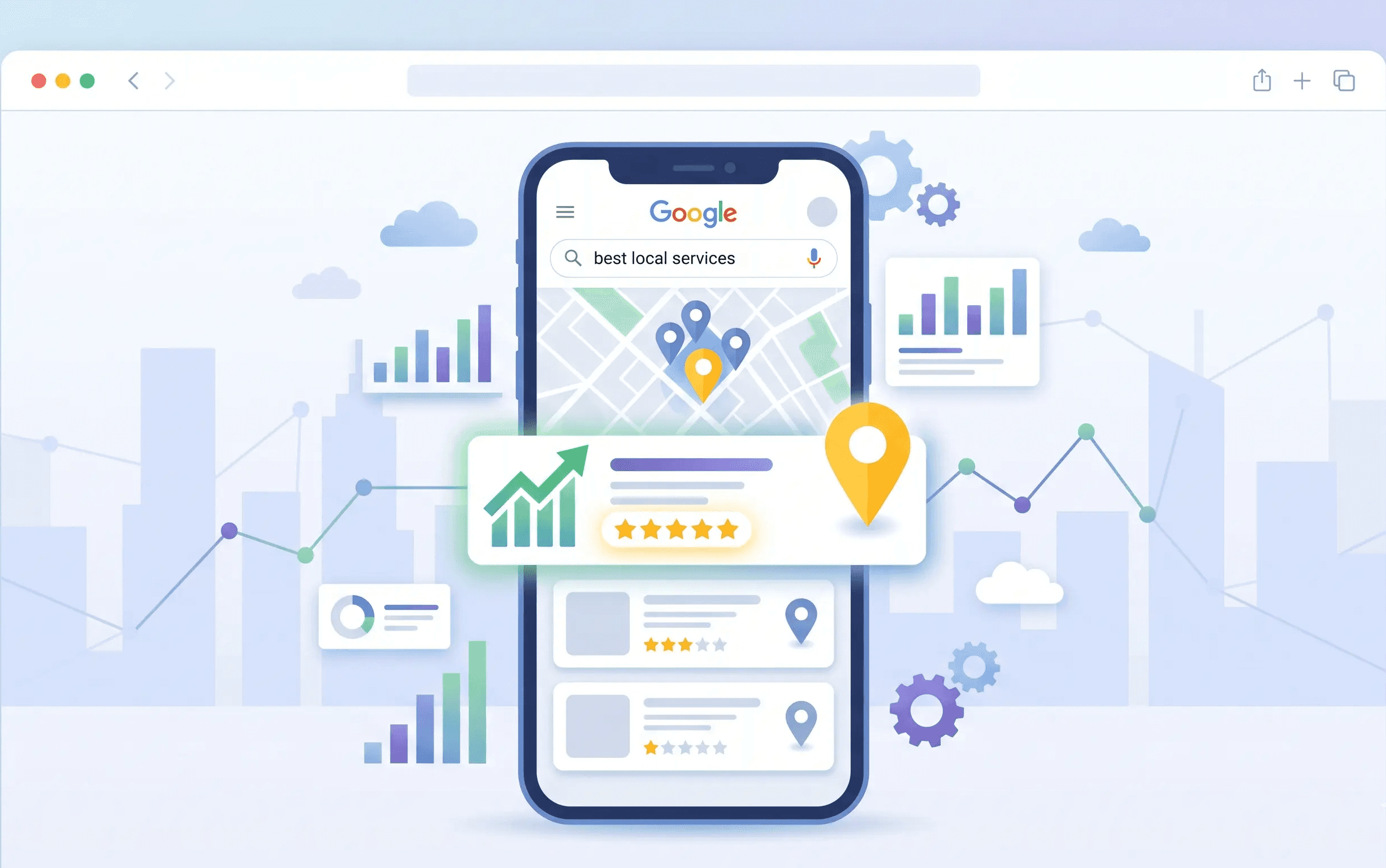 Imagen que representa el SEO y el ranking de google maps